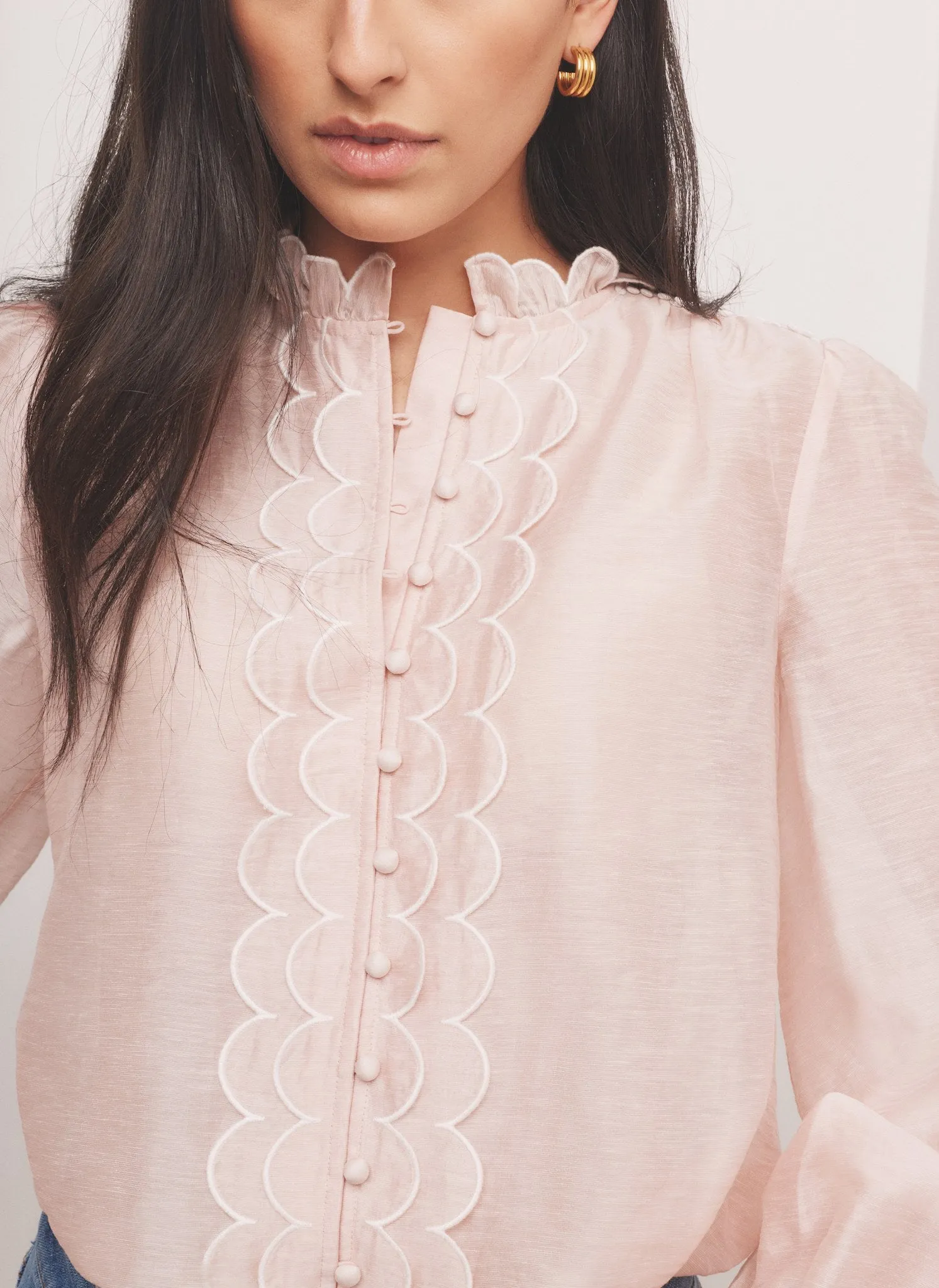 Pink Embroidered Scallop Trim Blouse sold by Mint Velvet product image thumbnail 4