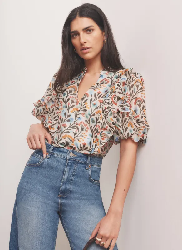 Orange Floral Print  Blouse made by Mint Velvet