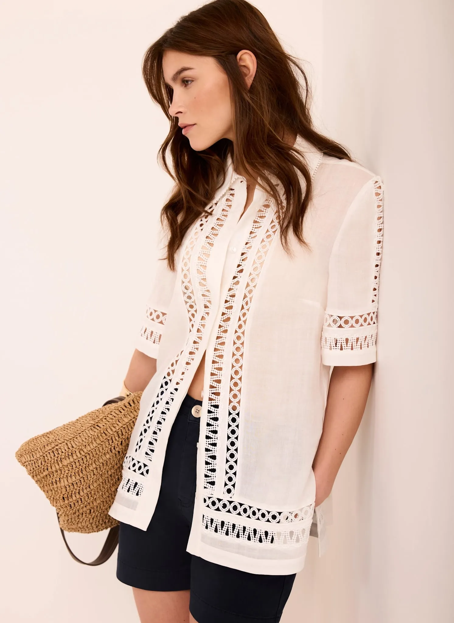 White Ramie Resort Shirt sold by Mint Velvet product image thumbnail 2