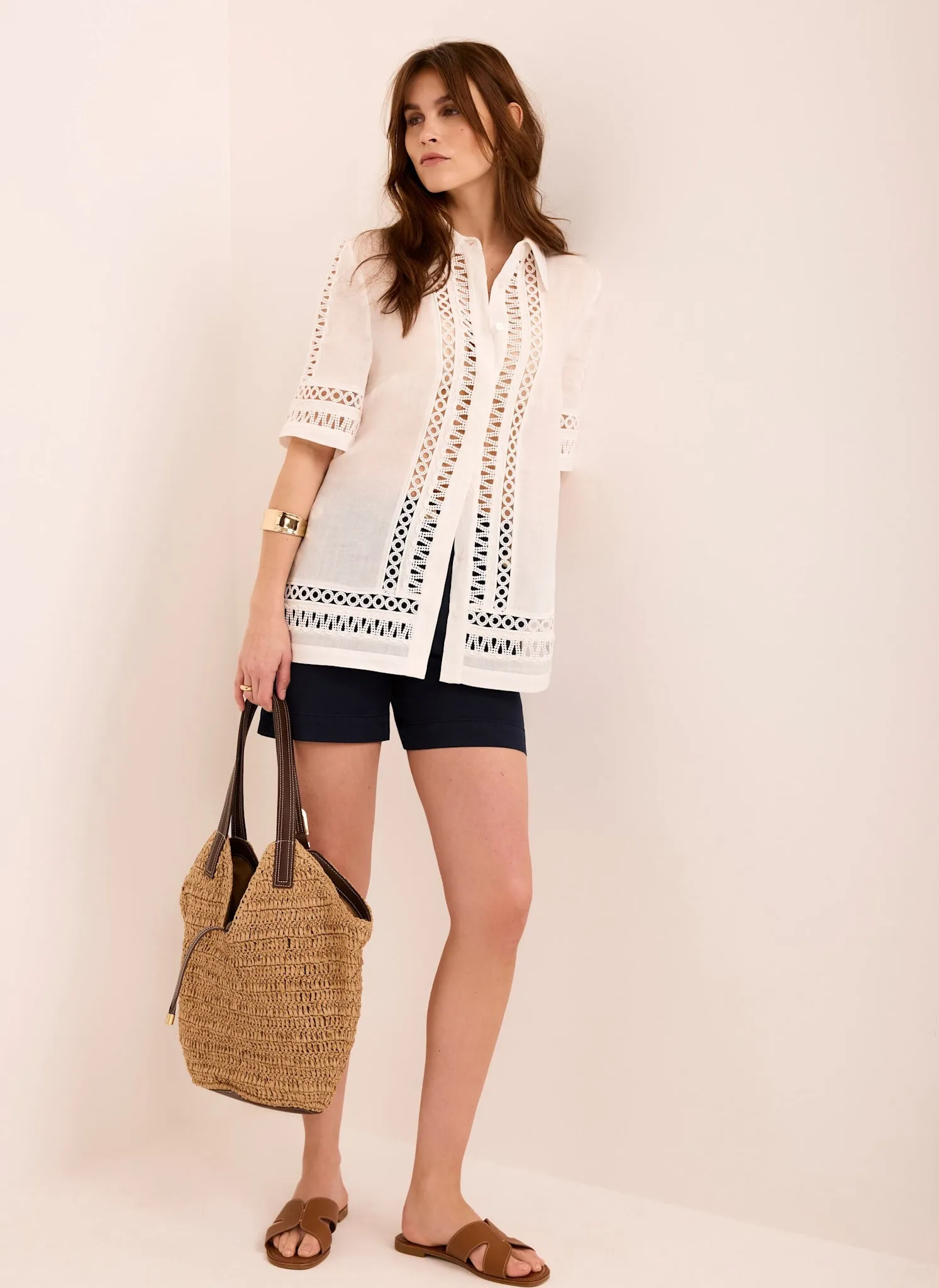 White Ramie Resort Shirt sold by Mint Velvet product image thumbnail 3