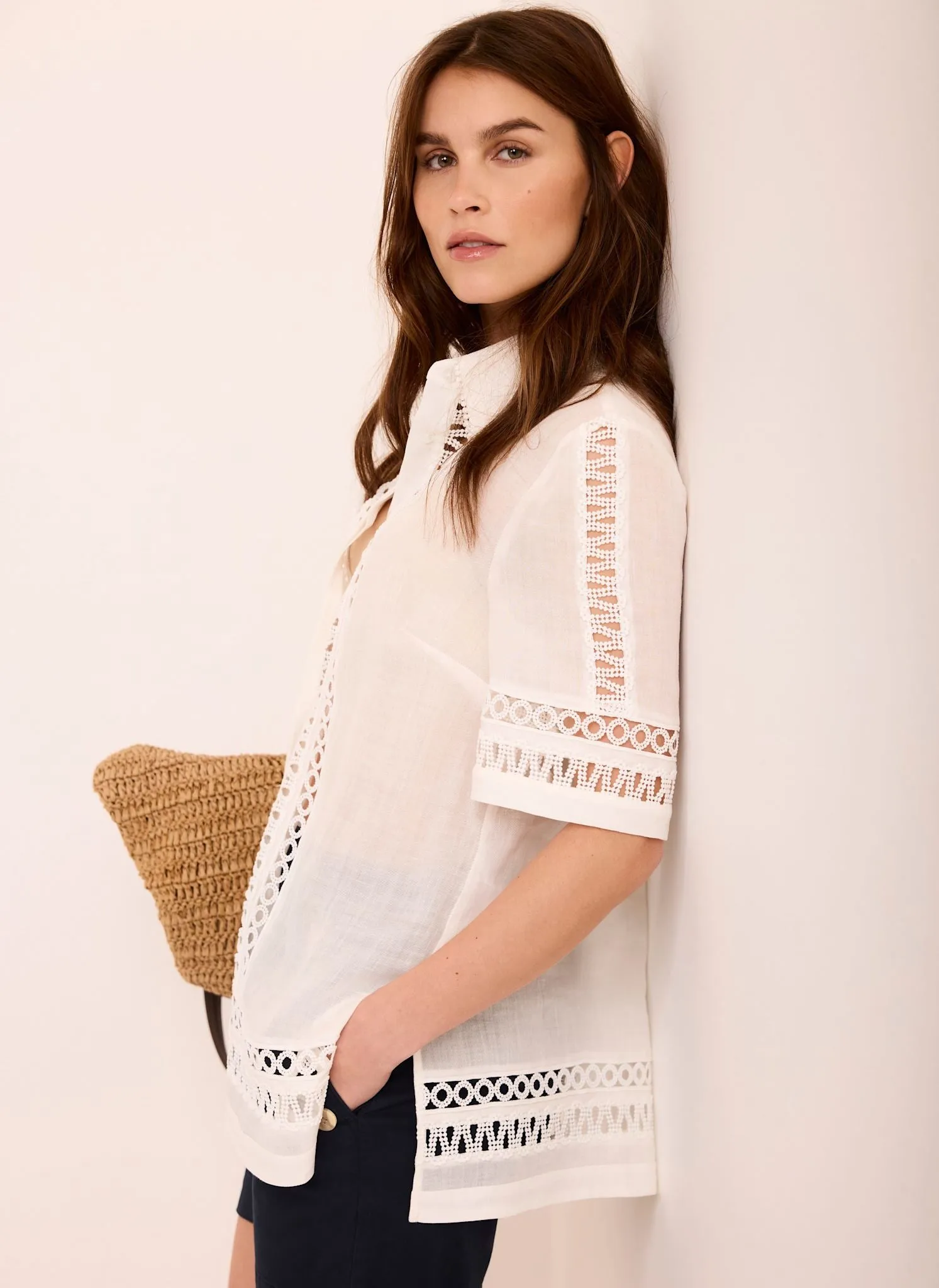 White Ramie Resort Shirt sold by Mint Velvet product image thumbnail 5