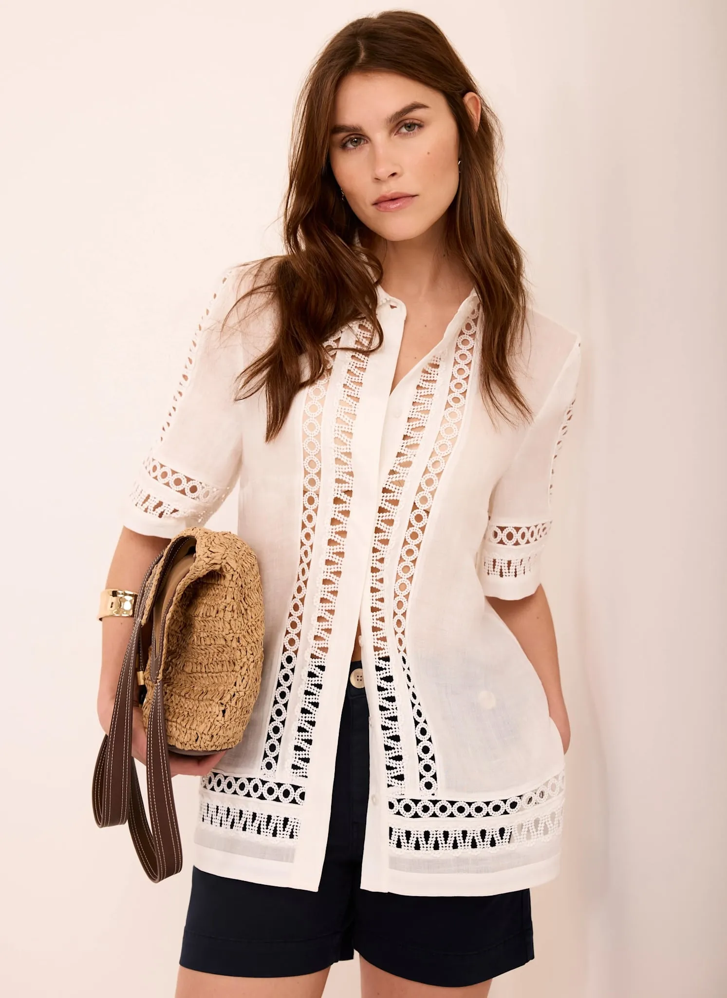 White Ramie Resort Shirt sold by Mint Velvet