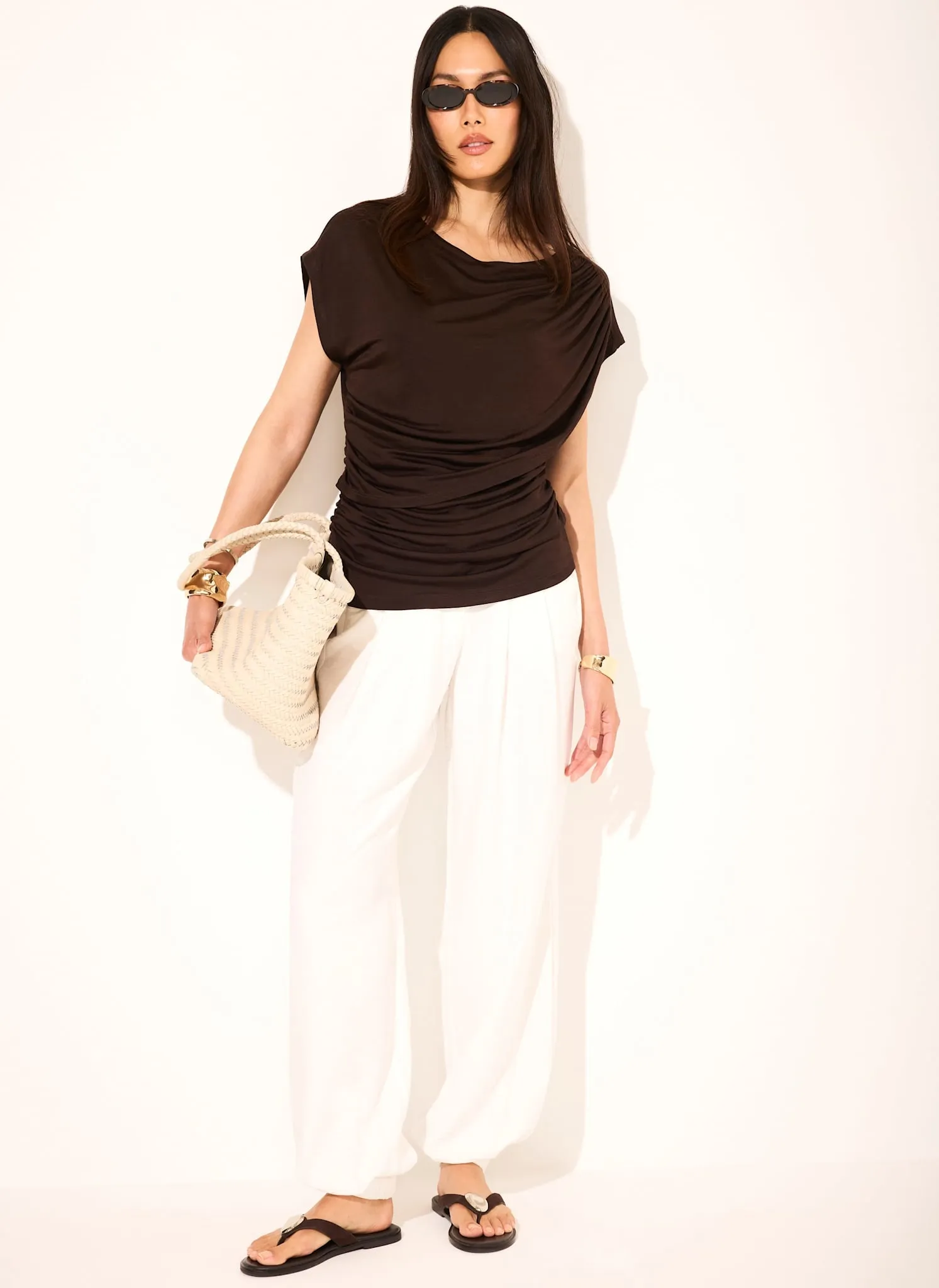Brown Layered Drape Top sold by Mint Velvet product image thumbnail 3