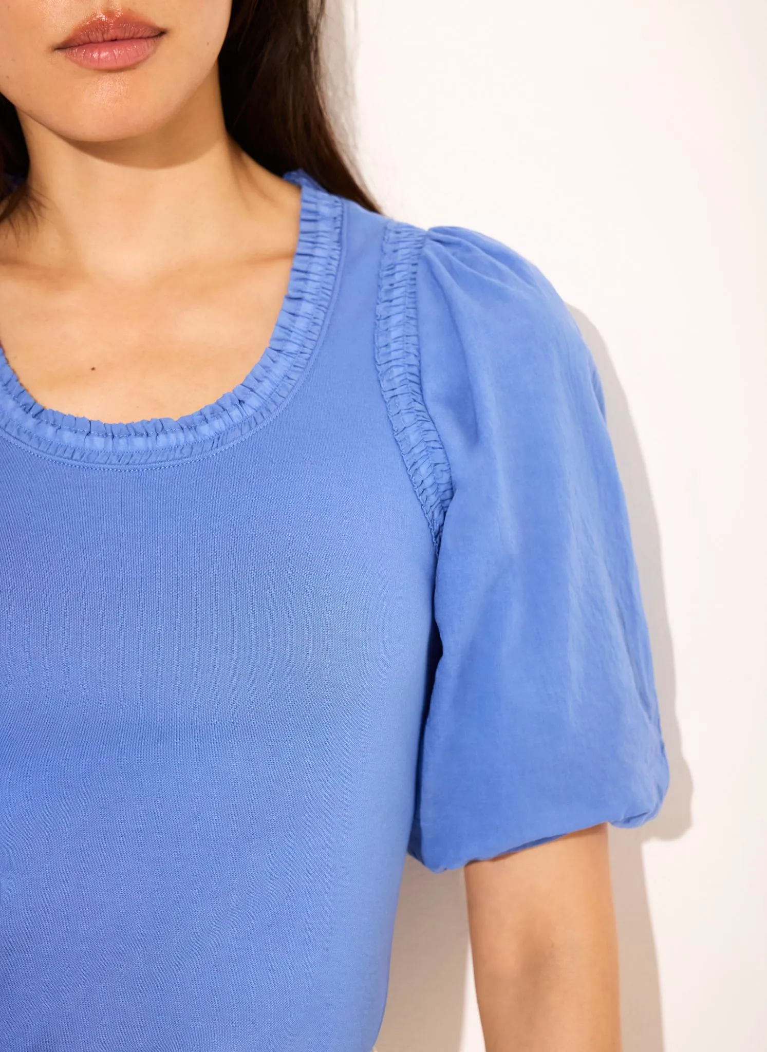 Blue Cotton Puff Sleeve Top sold by Mint Velvet product image thumbnail 4