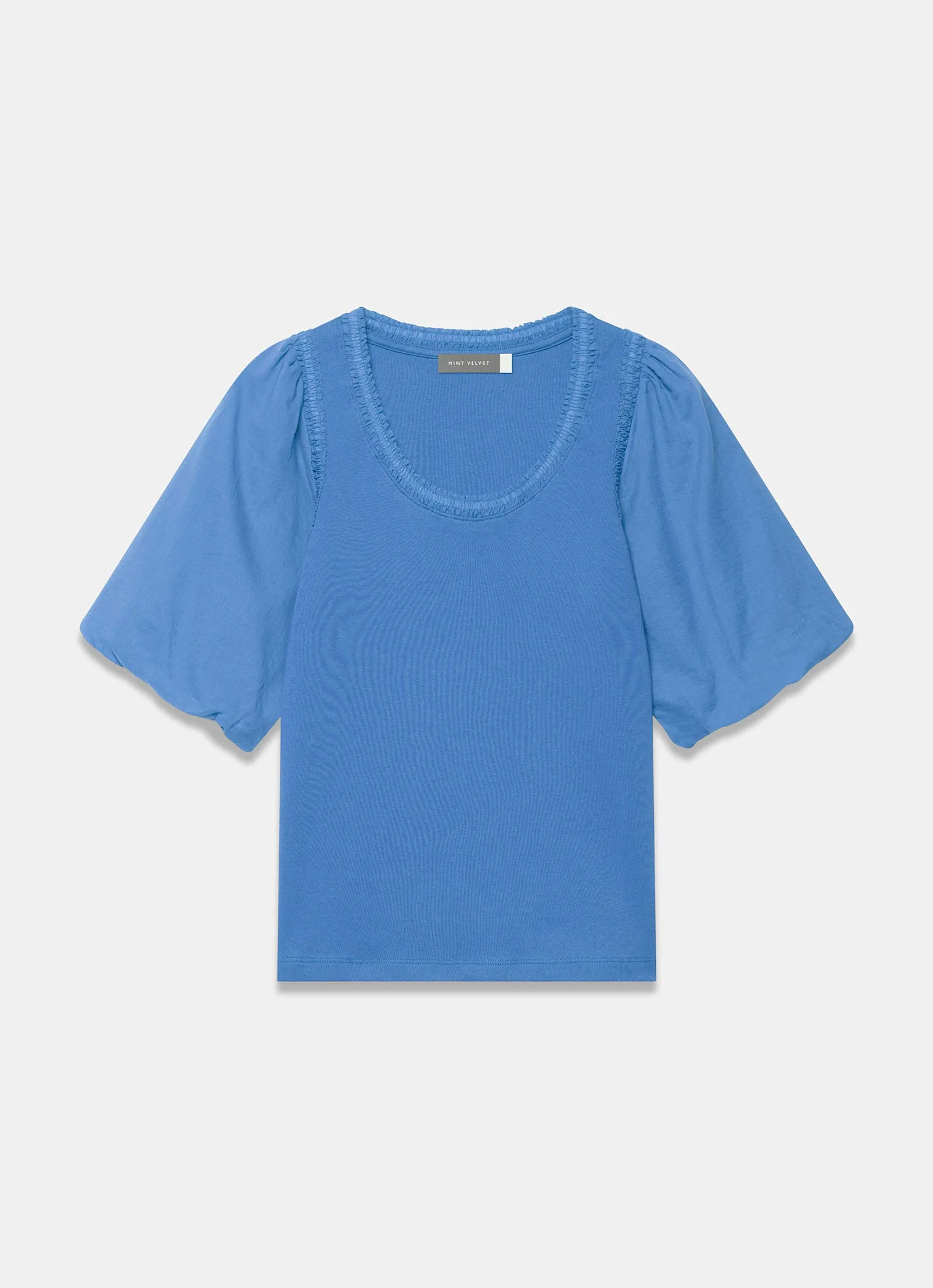 Blue Cotton Puff Sleeve Top sold by Mint Velvet product image thumbnail 5