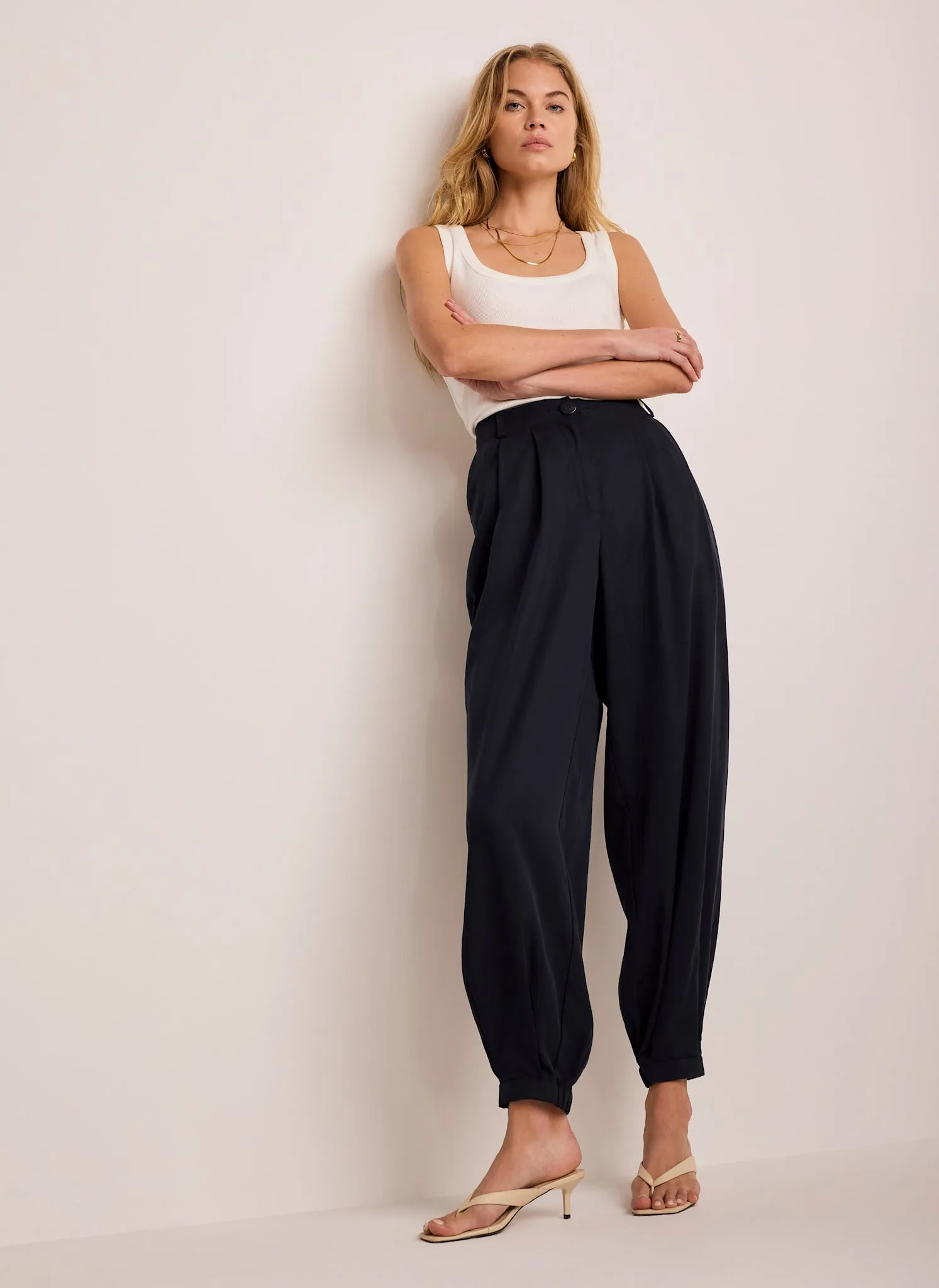 Navy Tapered Balloon Trousers sold by Mint Velvet product image thumbnail 5