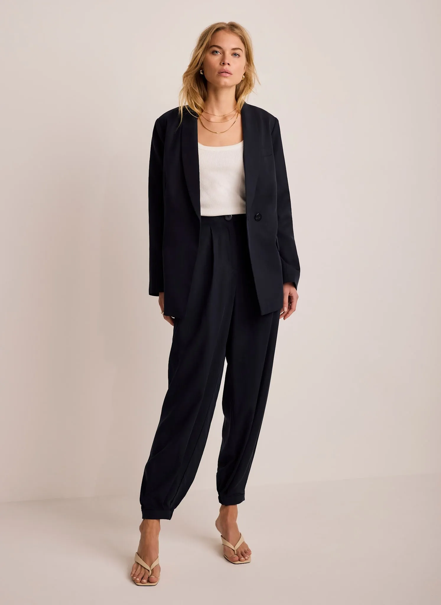 Navy Tapered Balloon Trousers sold by Mint Velvet