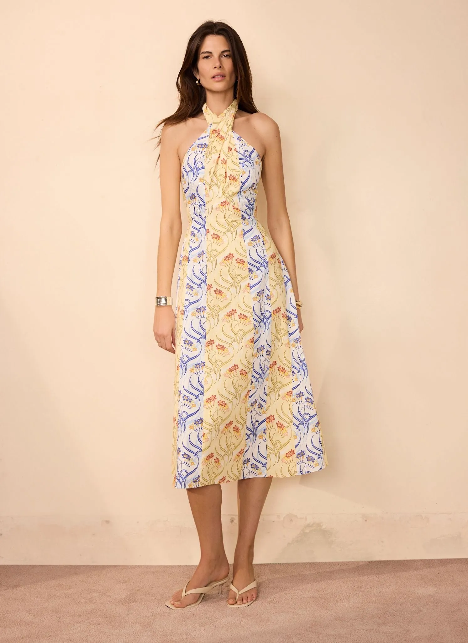 Yellow Cotton Floral Print Midi Dress sold by Mint Velvet product image thumbnail 3