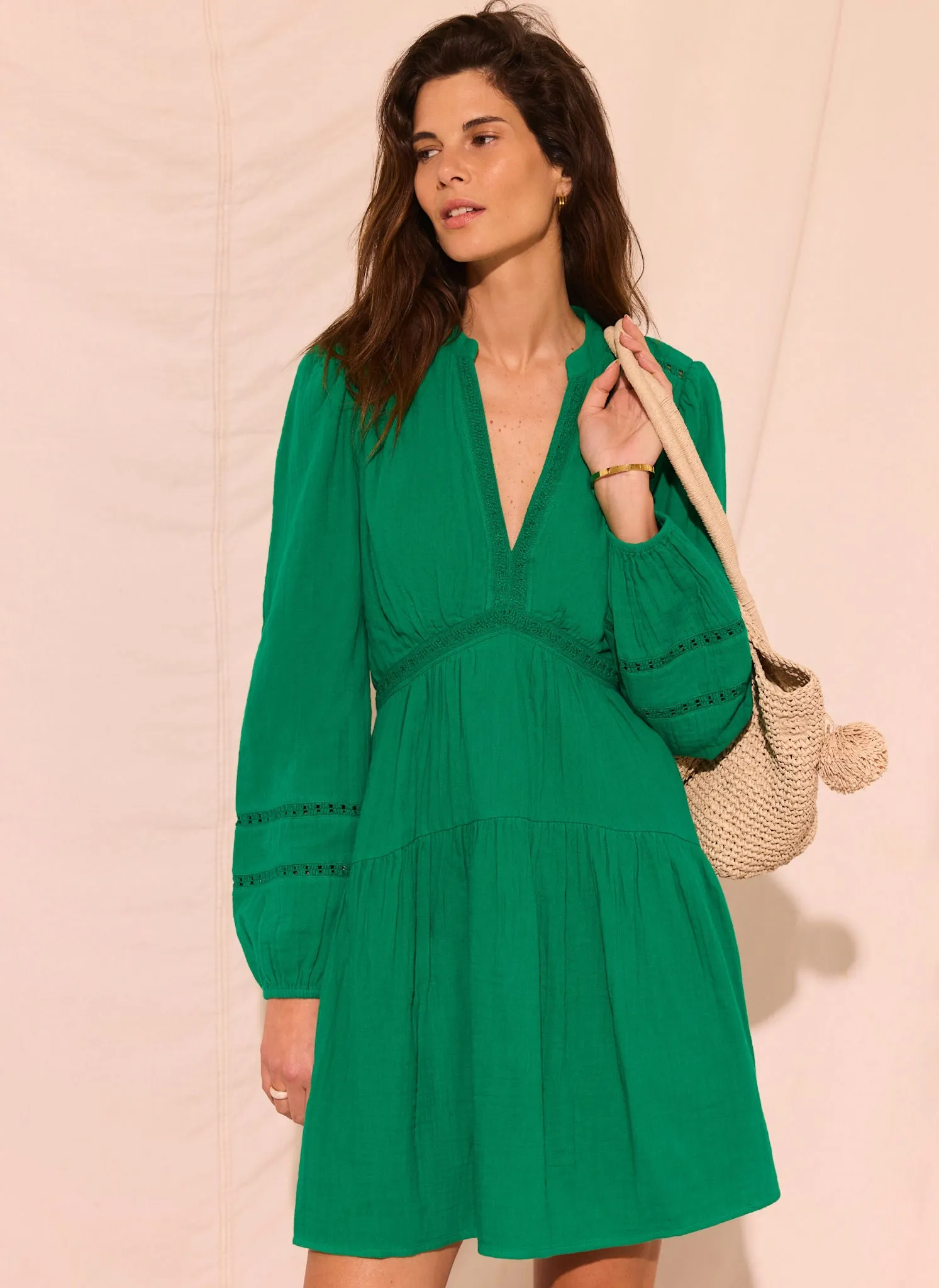 Green Cotton Mini Dress sold by Mint Velvet