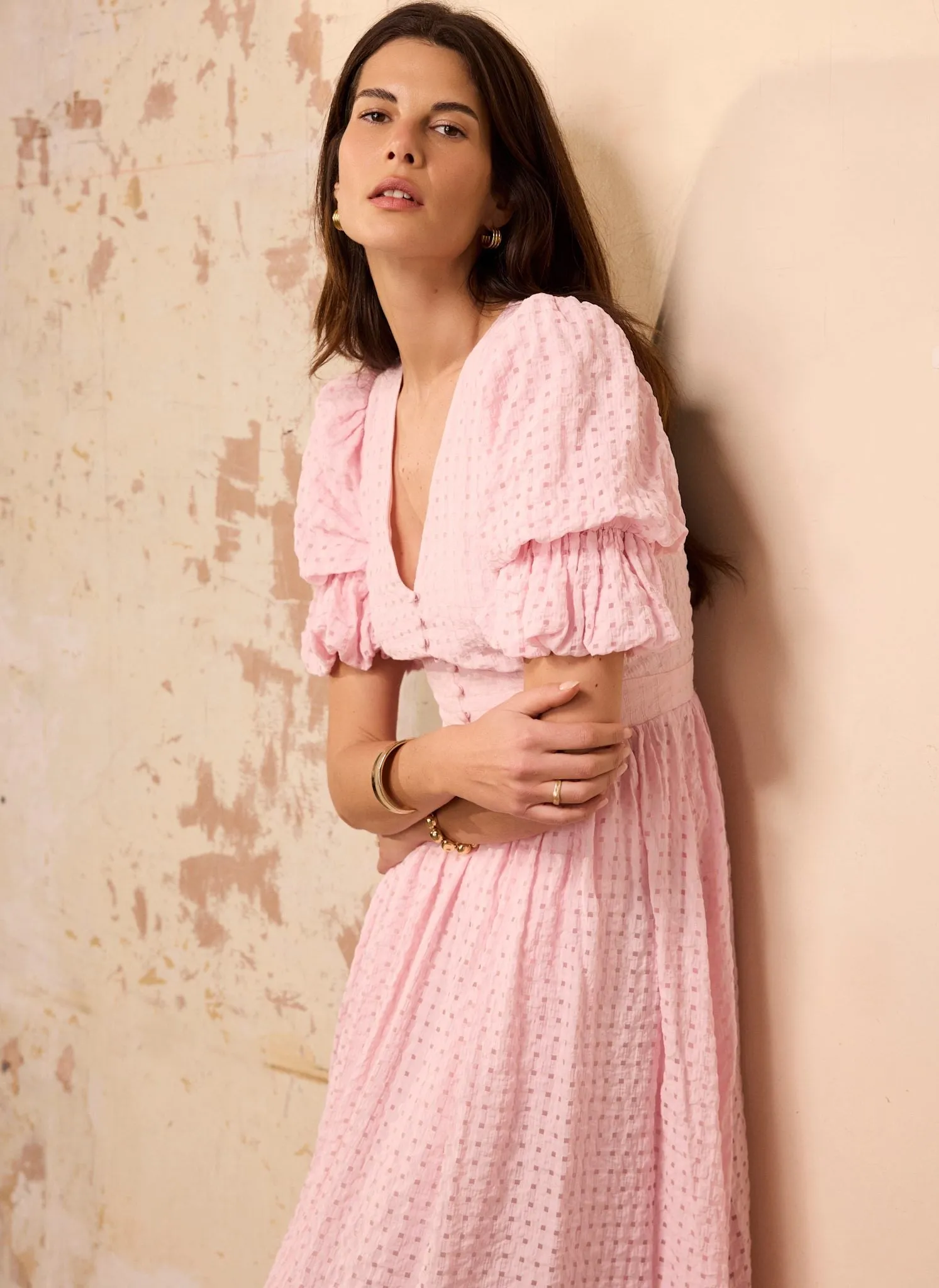 Pink Checked Midi Dress sold by Mint Velvet product image thumbnail 4