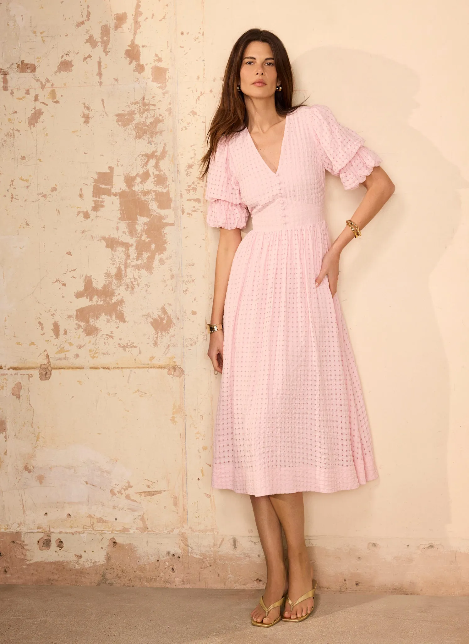 Pink Checked Midi Dress sold by Mint Velvet product image thumbnail 3