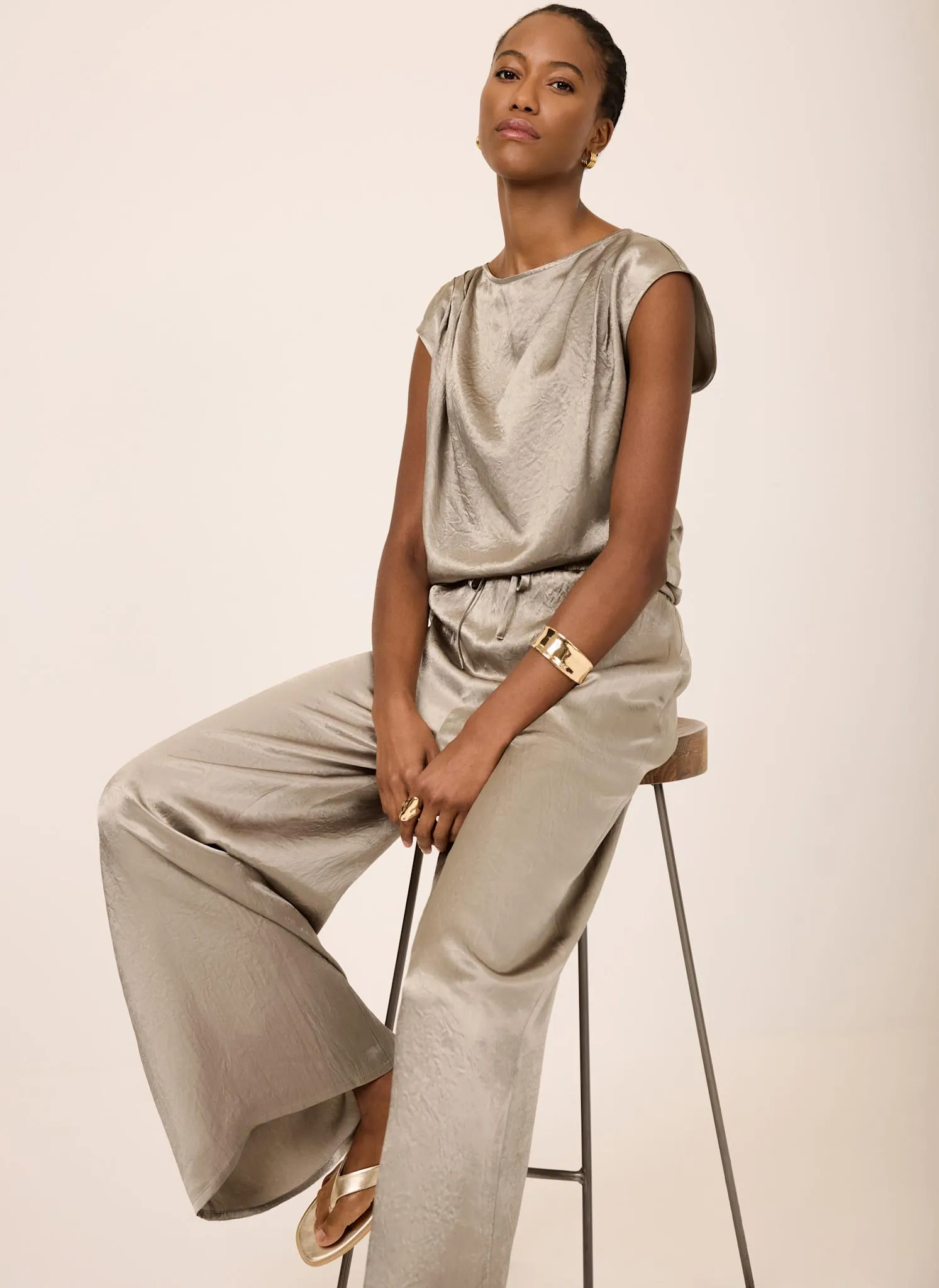 Gold Metallic Satin Top sold by Mint Velvet product image thumbnail 2