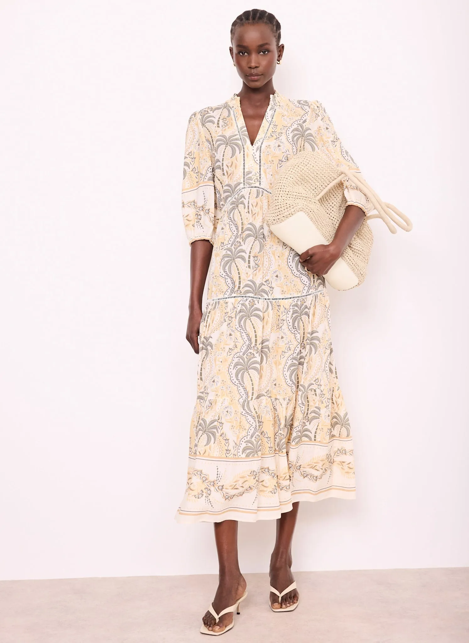 Neutral Palm Print Maxi Dress sold by Mint Velvet