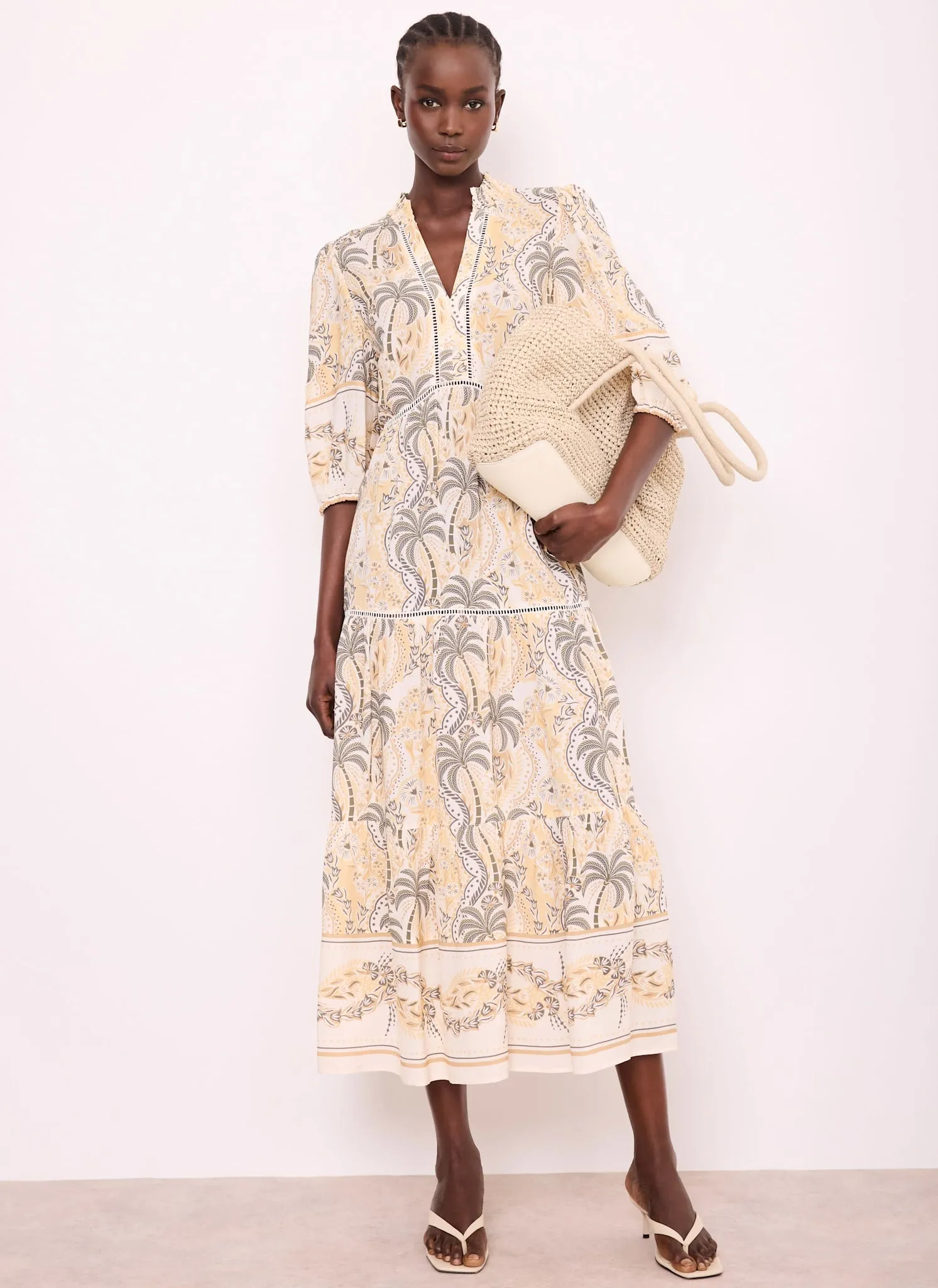 Neutral Palm Print Maxi Dress sold by Mint Velvet product image thumbnail 4