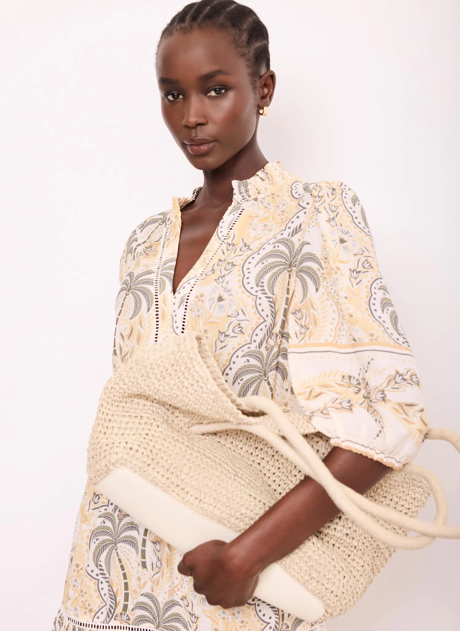 Neutral Palm Print Maxi Dress sold by Mint Velvet product image thumbnail 3