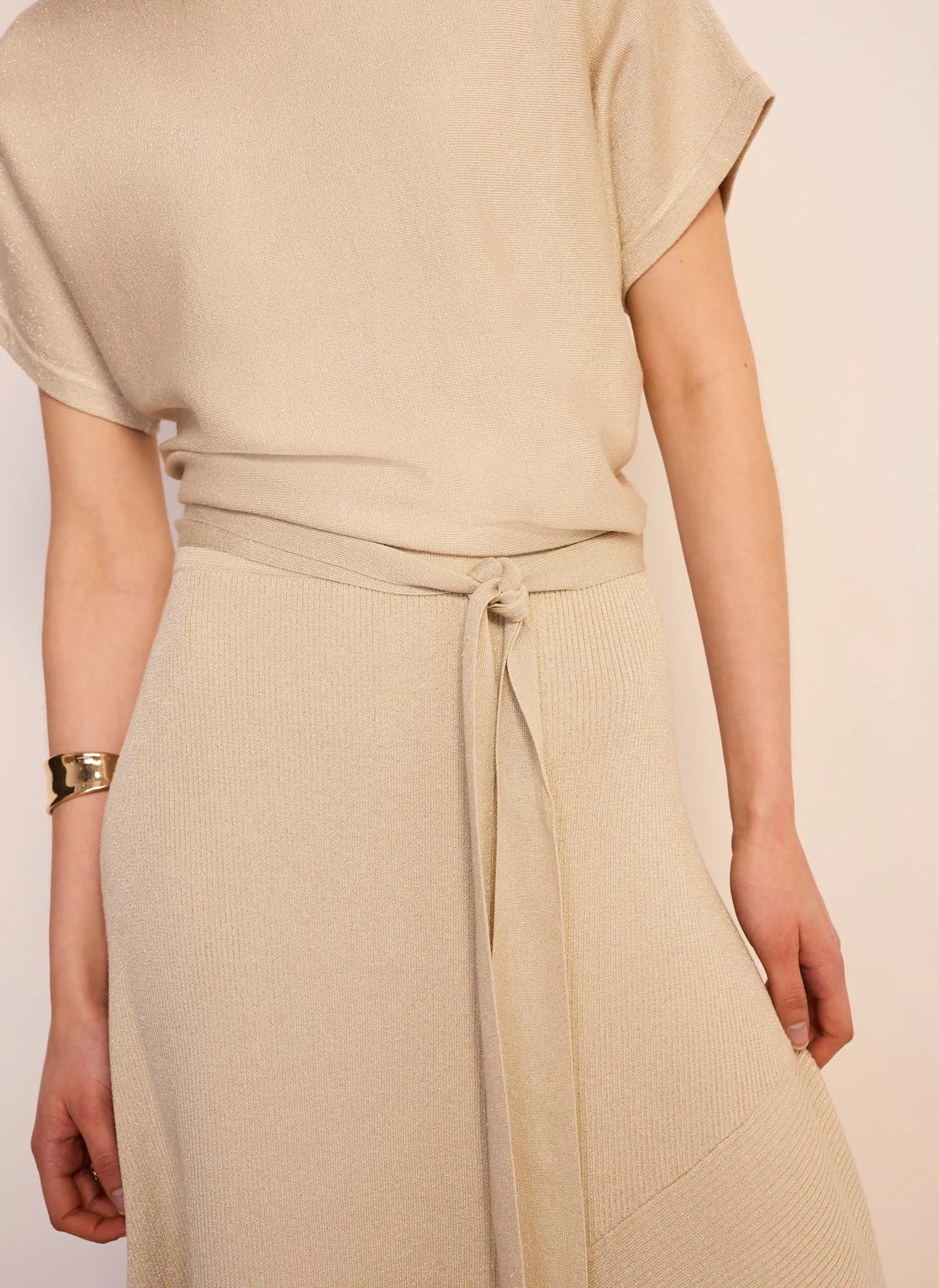 Neutral Metallic Asymmetric Knit Midi Dress sold by Mint Velvet product image thumbnail 4