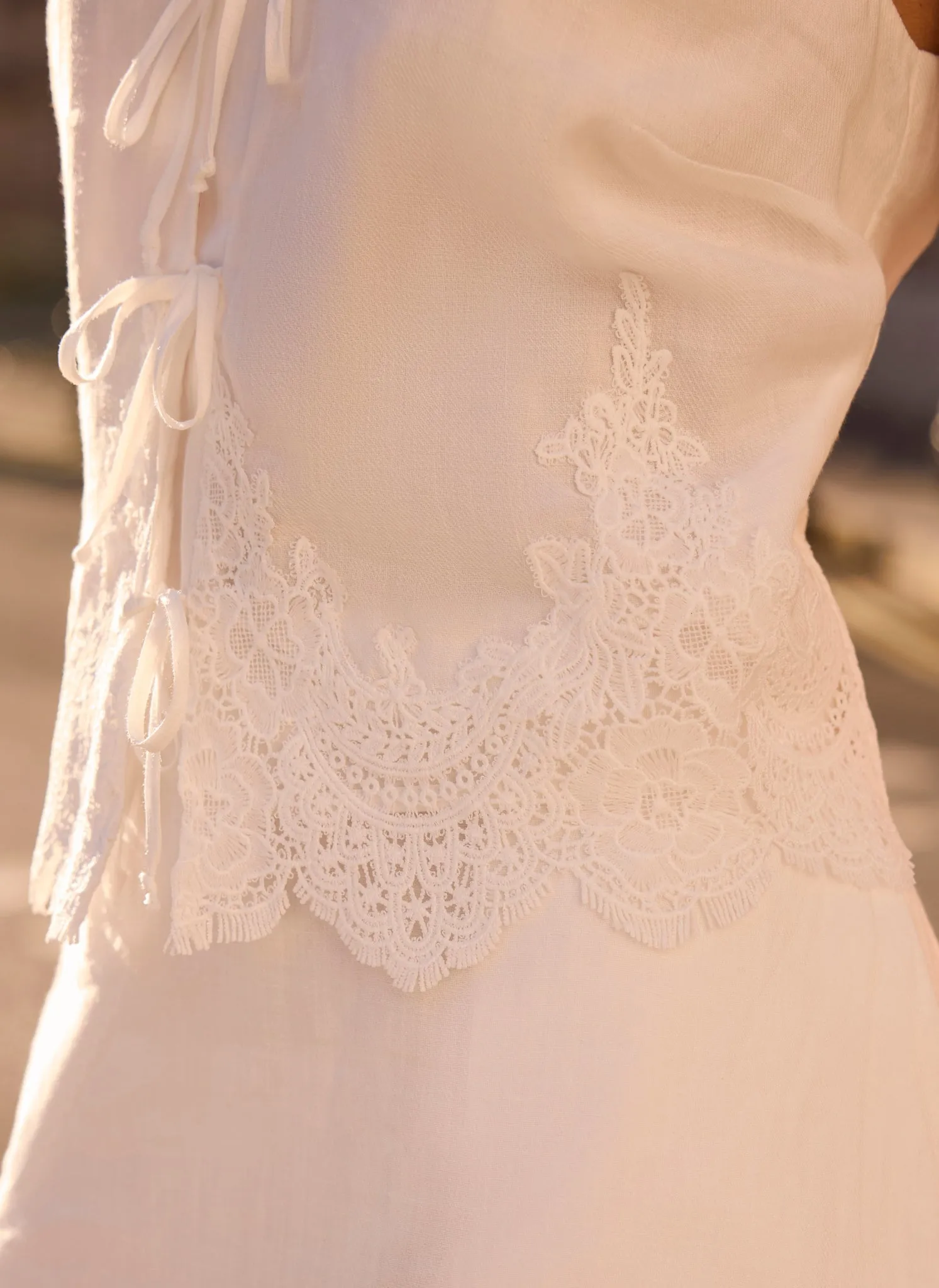 White Ramie Lace Detail Top sold by Mint Velvet product image thumbnail 3