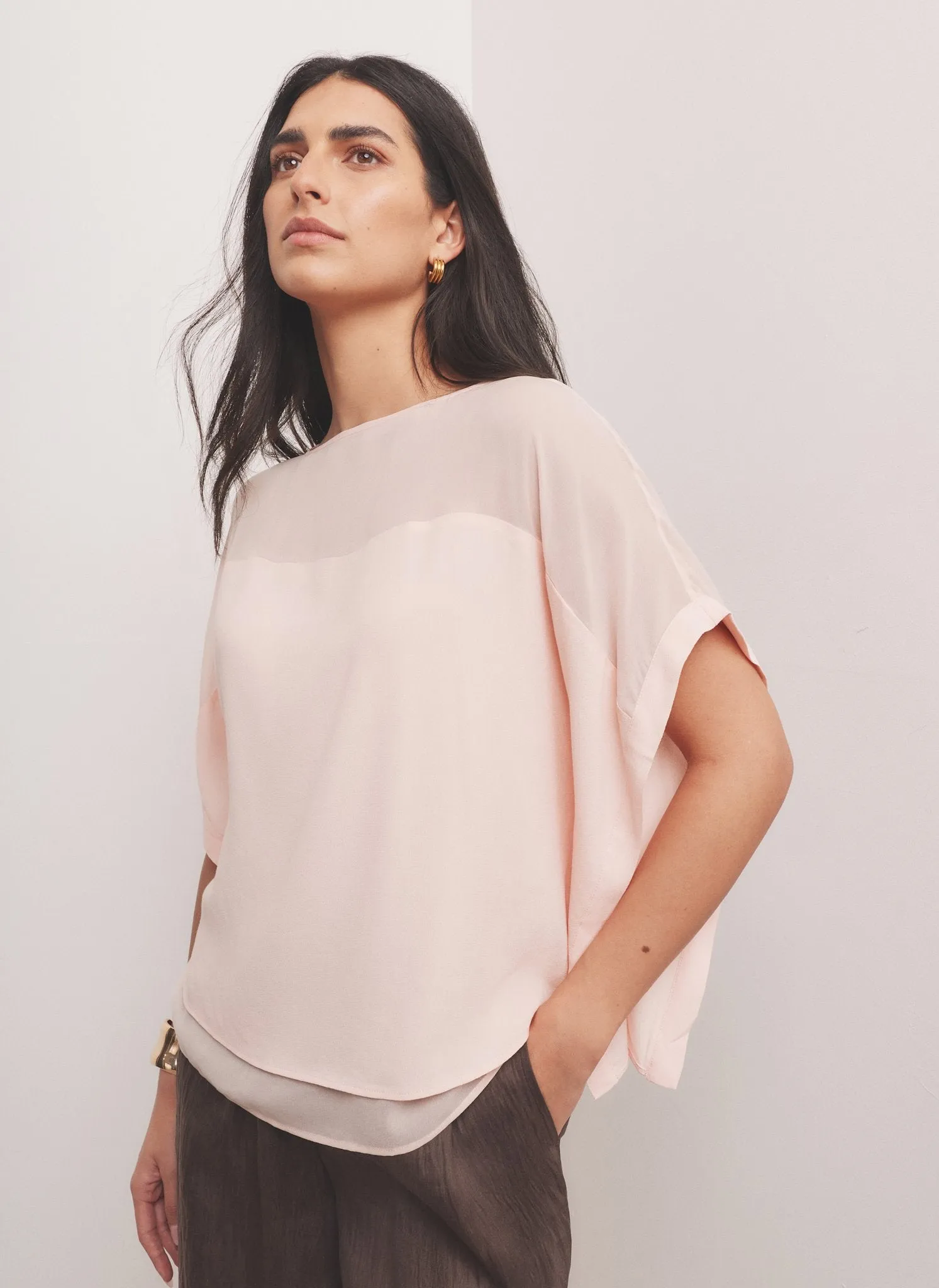 Pink Sheer Panel Top sold by Mint Velvet