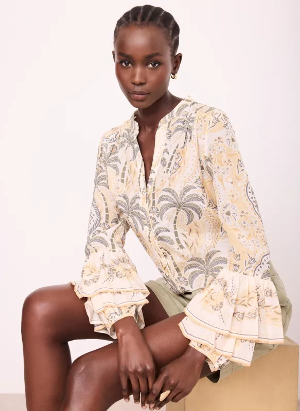 Green Palm Print Blouse made by Mint Velvet