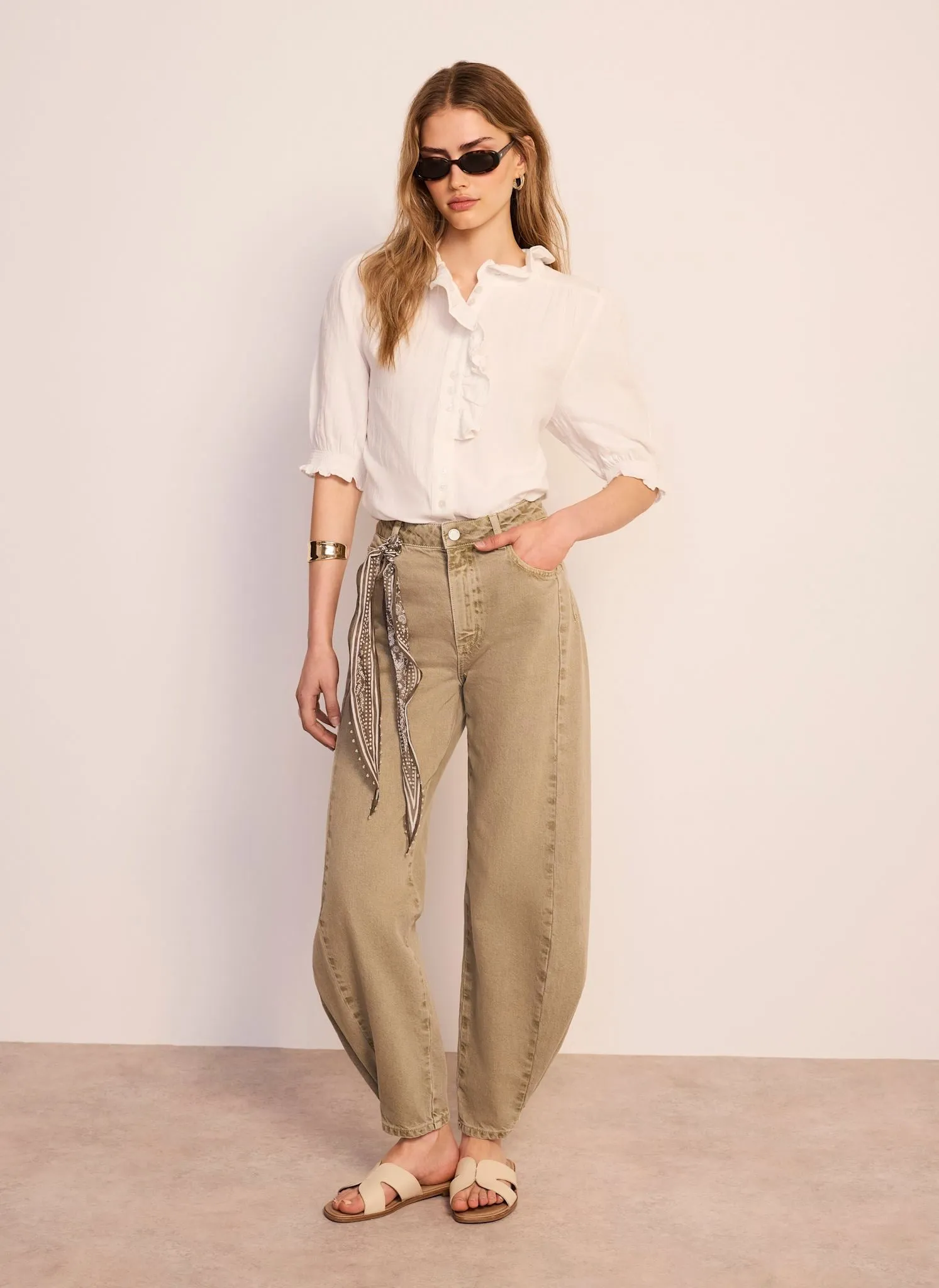 White Cotton Cheesecloth Ruffle Blouse sold by Mint Velvet product image thumbnail 4