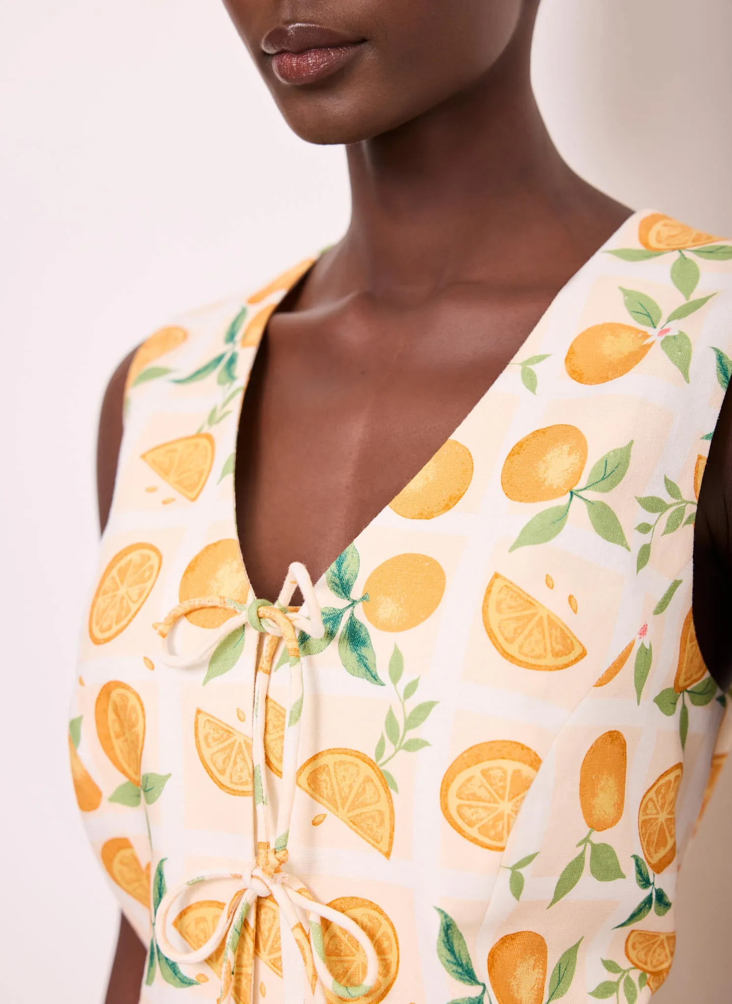 Orange Print Linen Blend Waistcoat Top sold by Mint Velvet product image thumbnail 4
