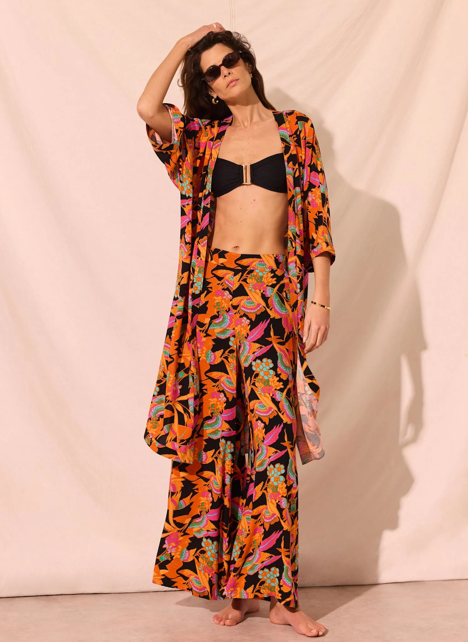 Orange Floral Print Wide Leg Trousers sold by Mint Velvet