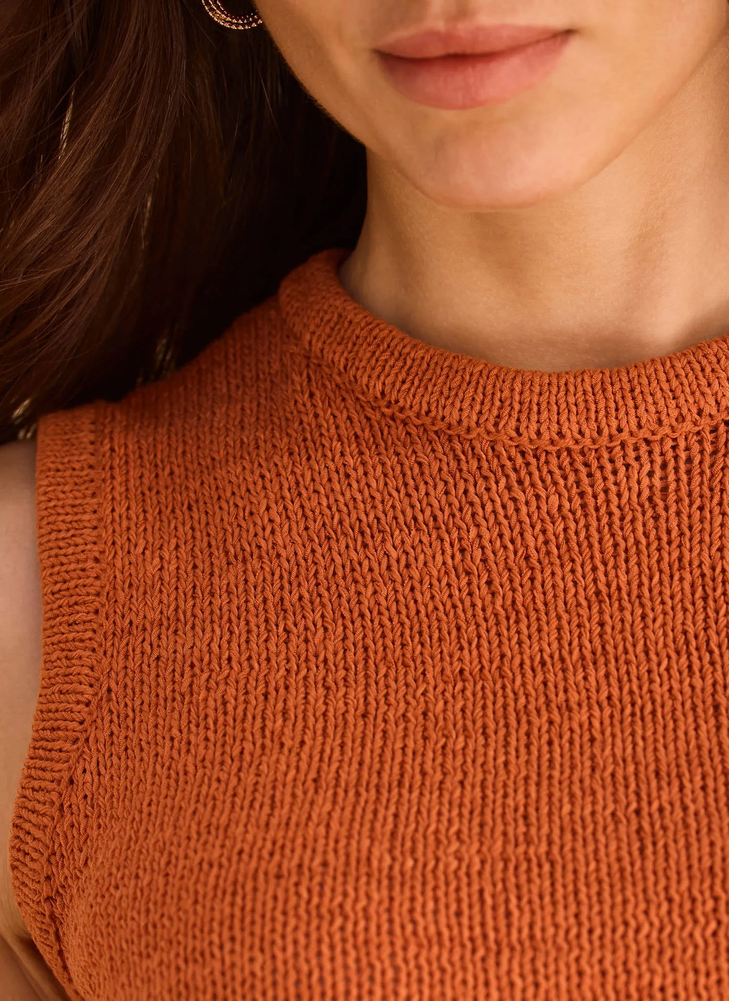 Orange Cotton Blend Sleeveless Knit Top sold by Mint Velvet product image thumbnail 4