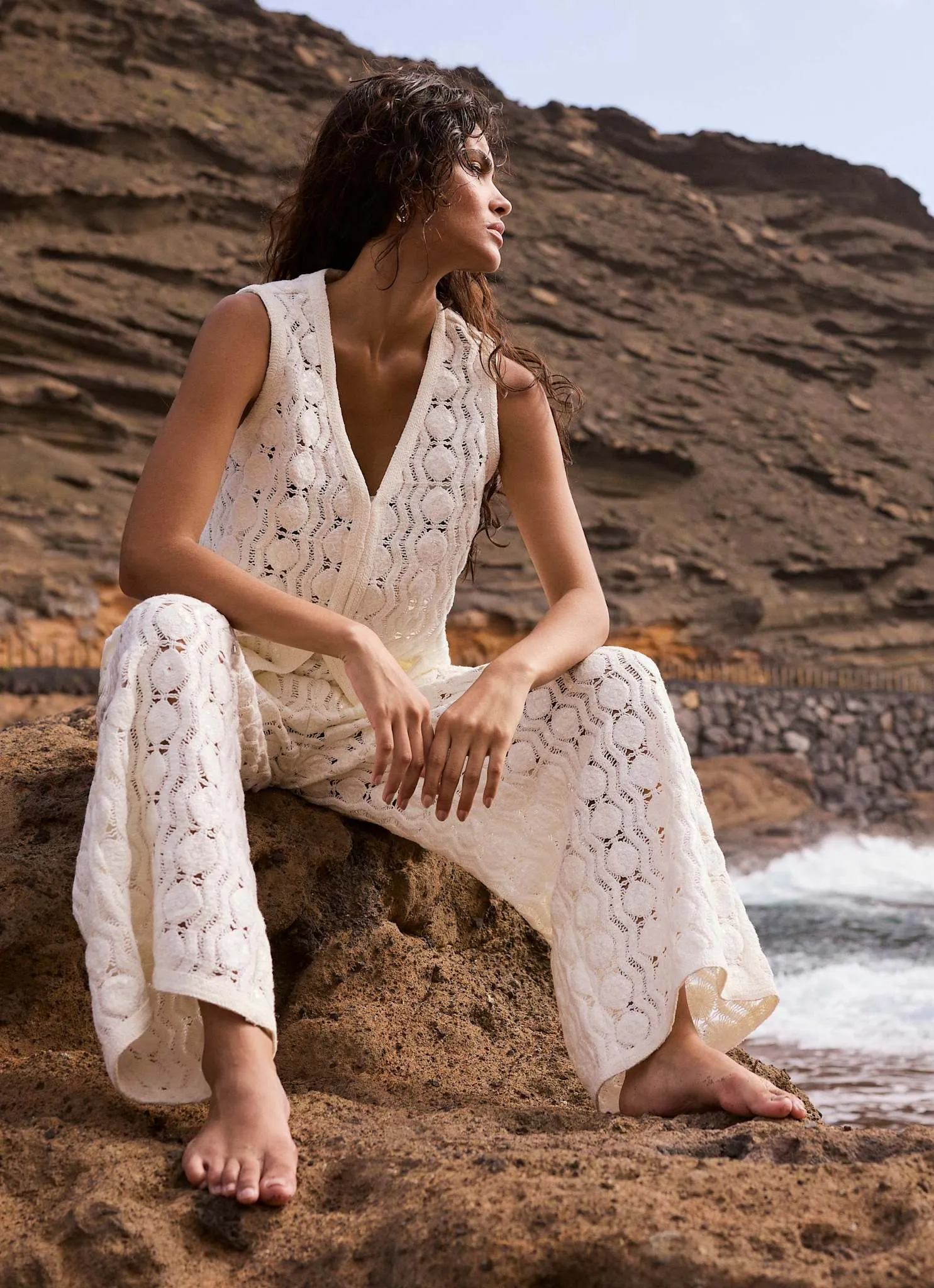 White Crochet Sequin Trousers sold by Mint Velvet product image thumbnail 2