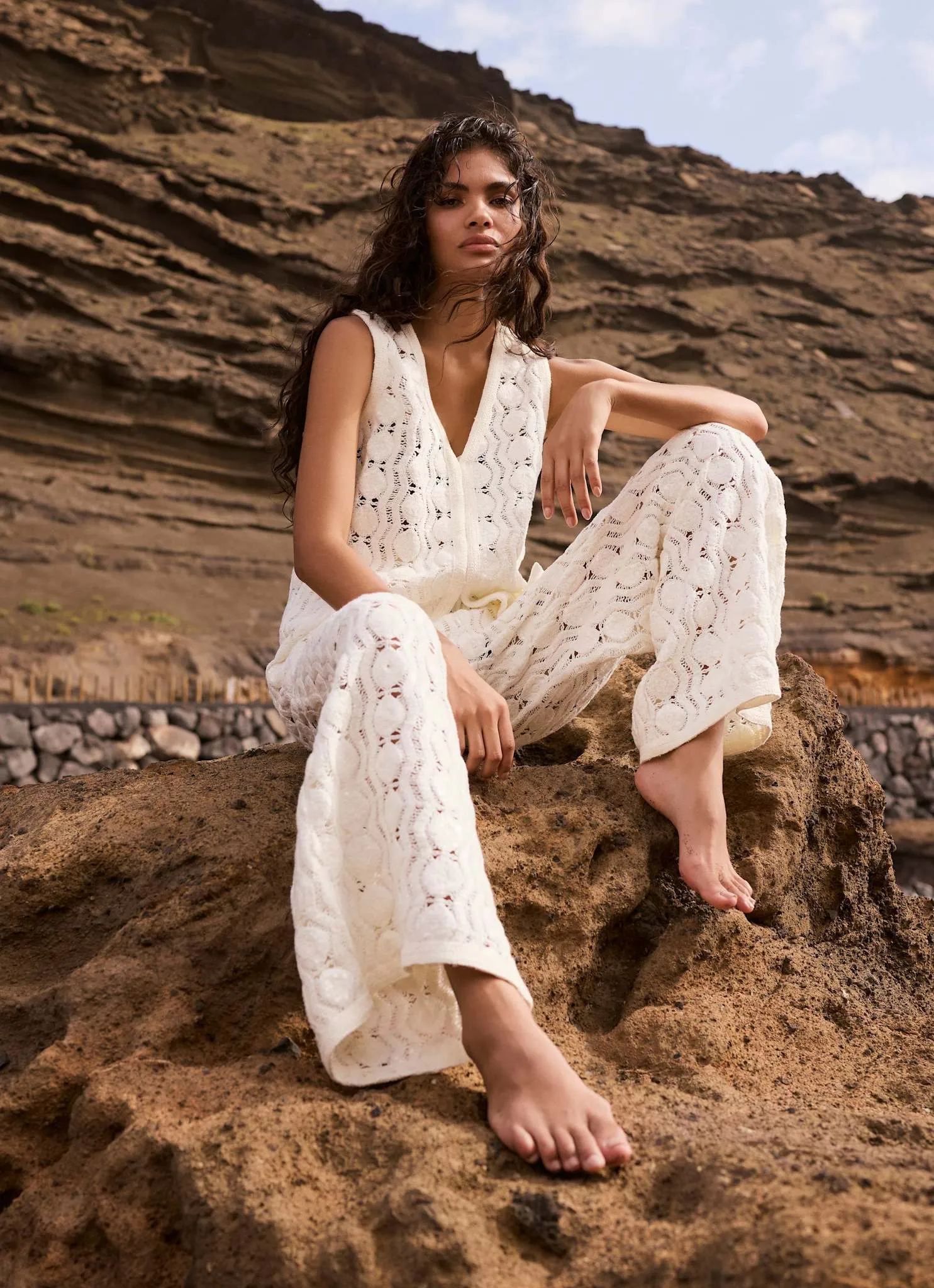 White Crochet Sequin Trousers sold by Mint Velvet product image thumbnail 5