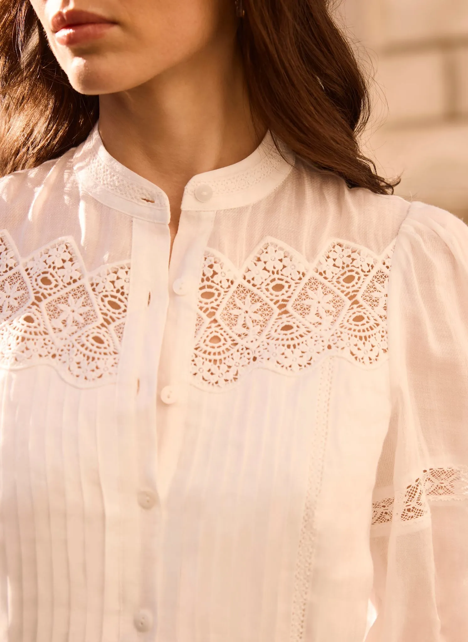 White Lace Detail Ramie Midi Dress sold by Mint Velvet product image thumbnail 5
