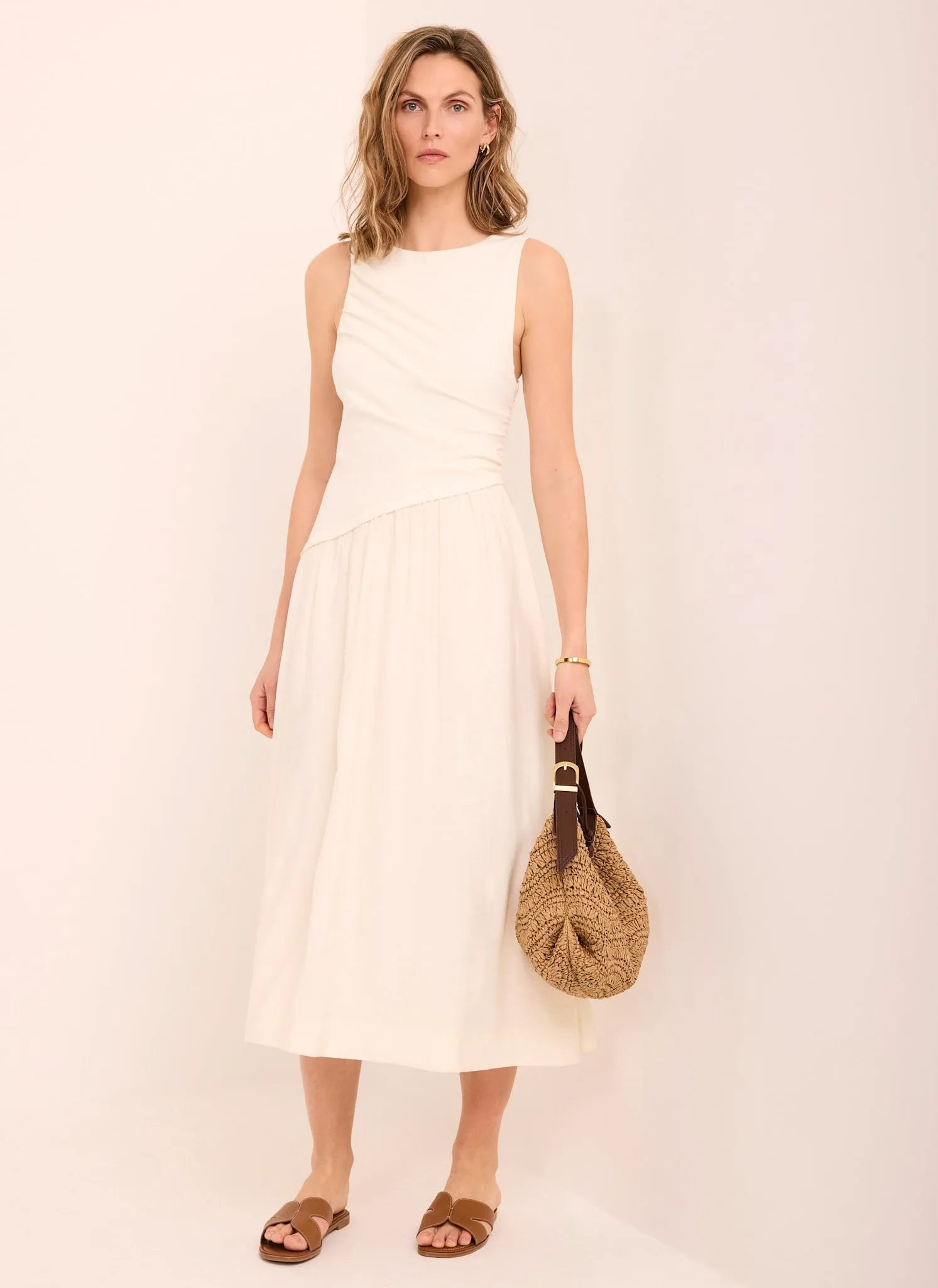 Cream Asymmetric Waist Midi Dress sold by Mint Velvet product image thumbnail 4