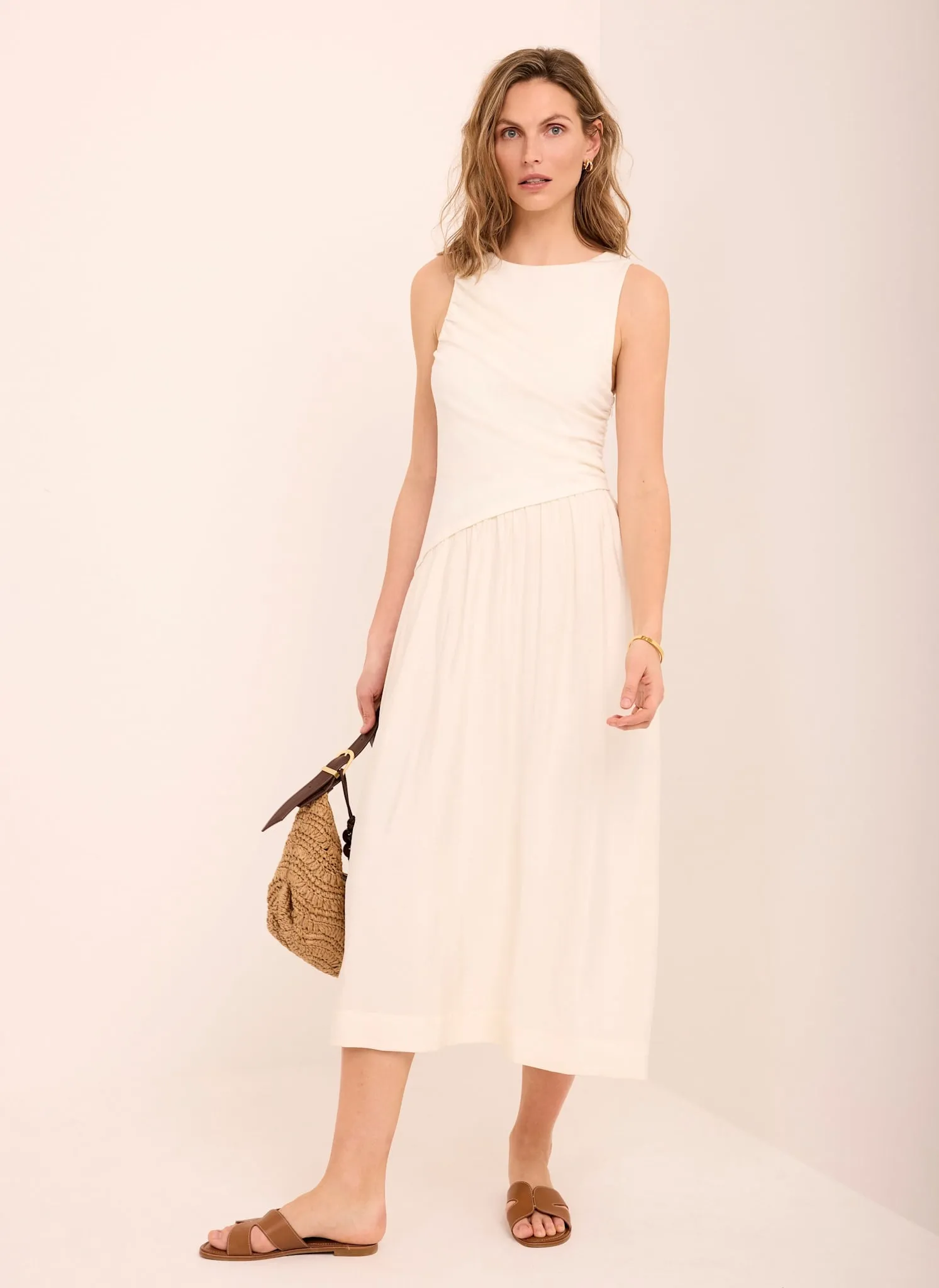 Cream Asymmetric Waist Midi Dress sold by Mint Velvet product image thumbnail 2