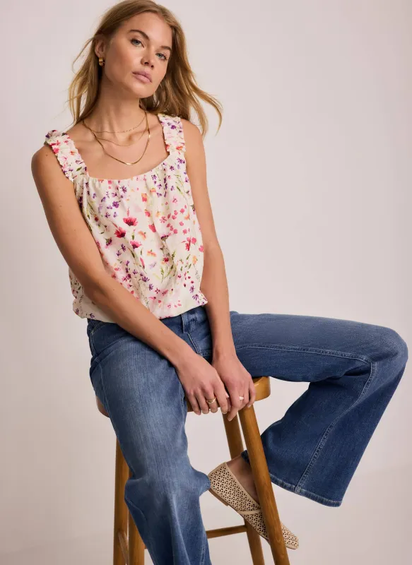 Pink Floral Print Bubble Hem Top made by Mint Velvet