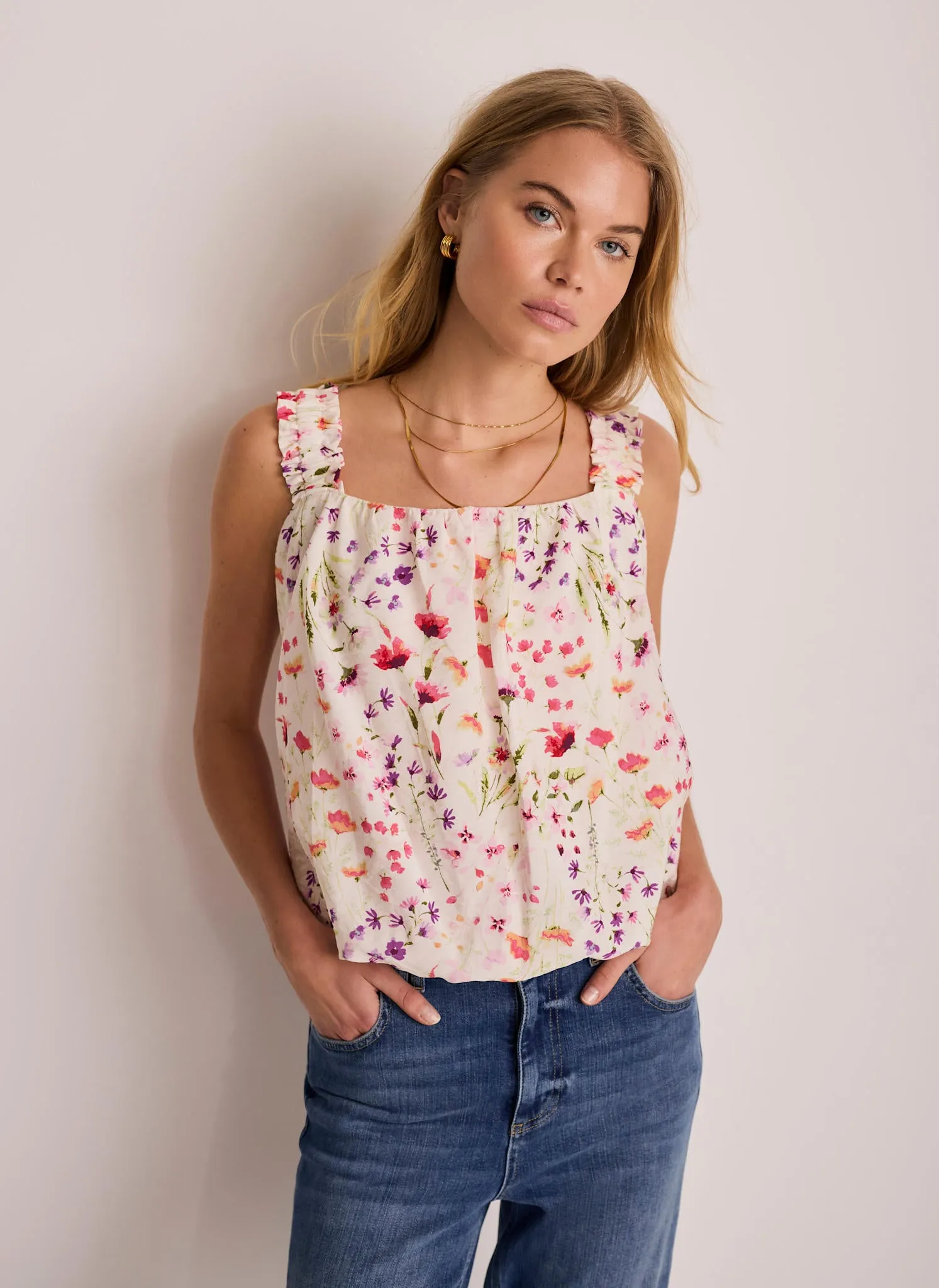 Pink Floral Print Bubble Hem Top sold by Mint Velvet product image thumbnail 2