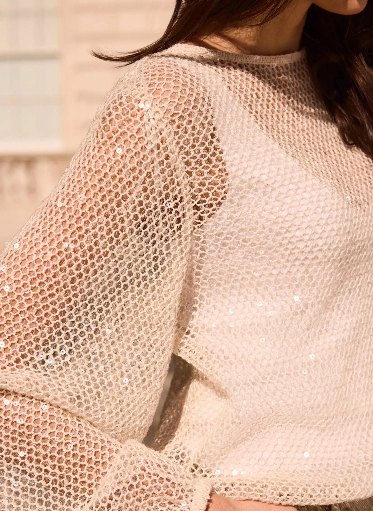 Neutral Sequin Layered Balloon Top sold by Mint Velvet product image thumbnail 3