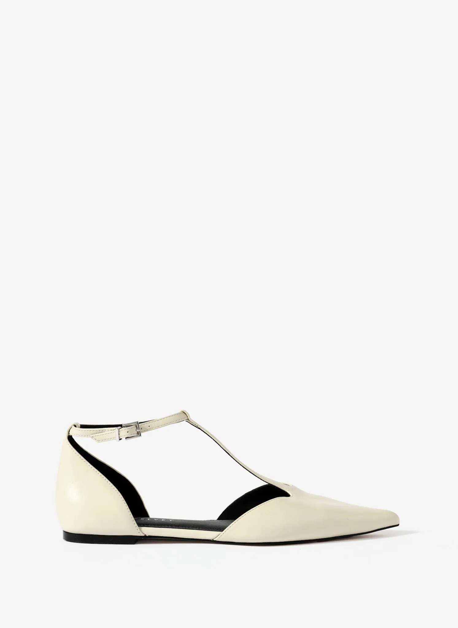 Lila Cream T-Bar Flats sold by Mint Velvet
