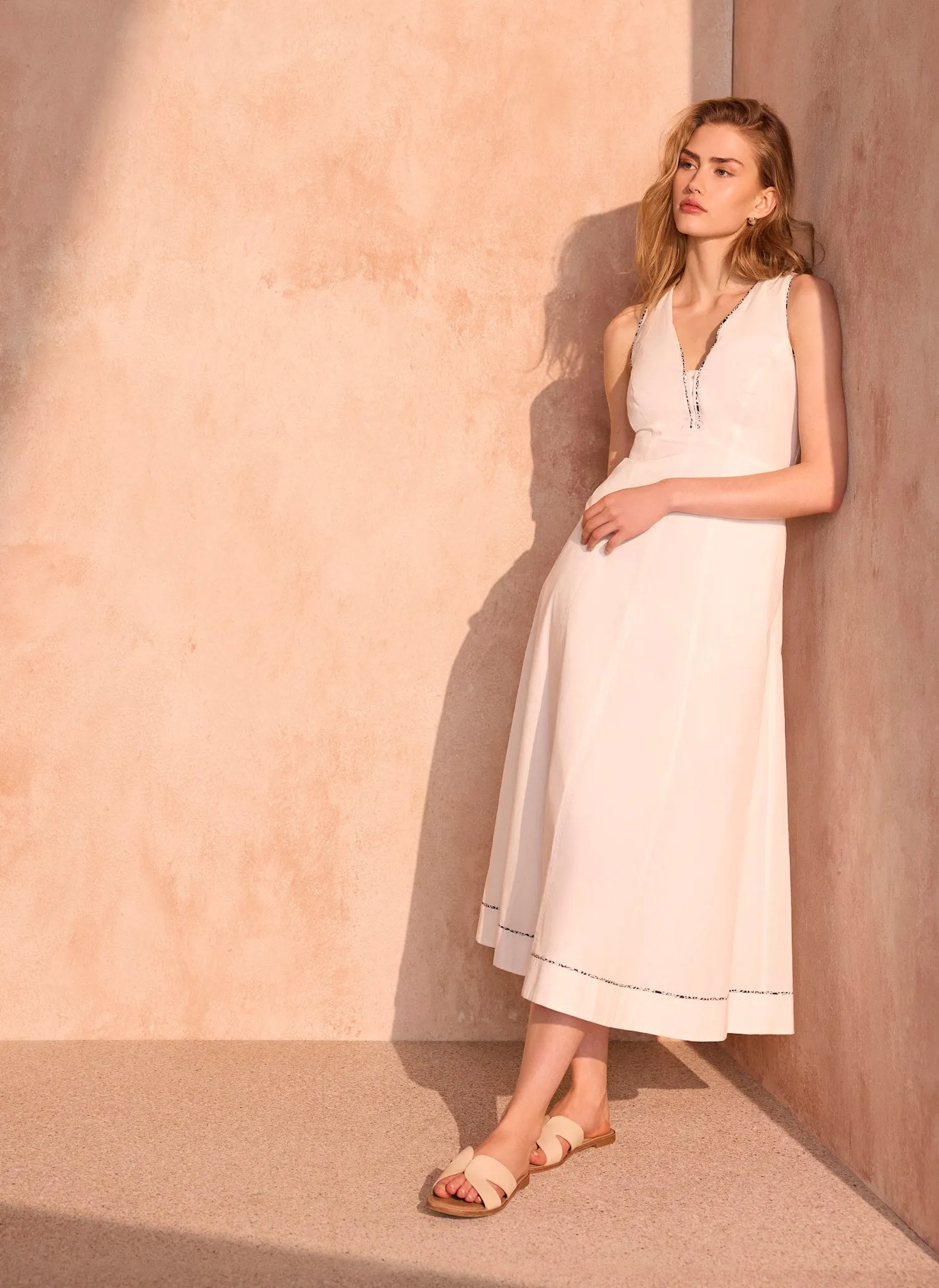 White Cotton Tie Detail Midi Dress sold by Mint Velvet product image thumbnail 2