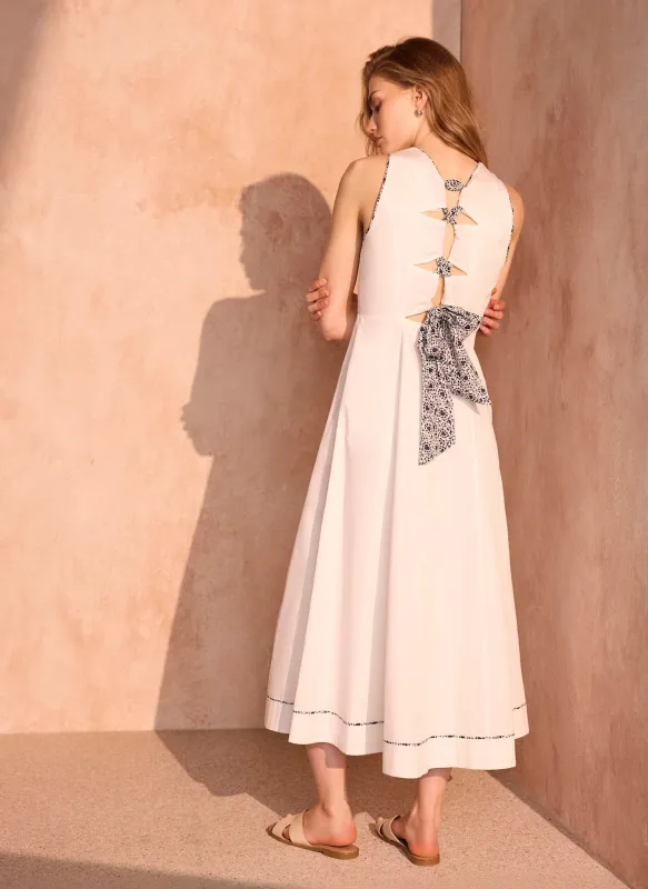White Cotton Tie Detail Midi Dress made by Mint Velvet