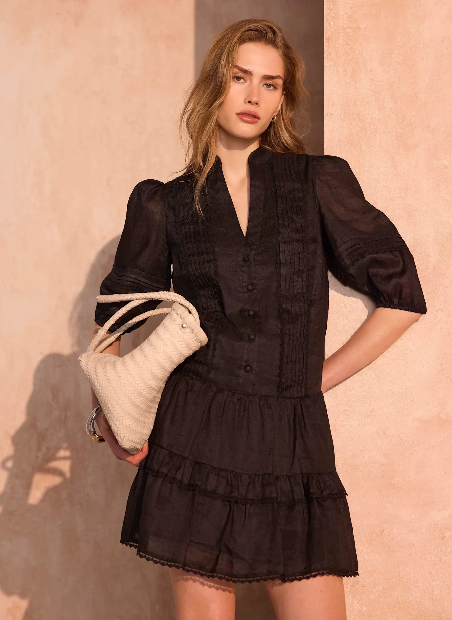 Black Ramie Mini Dress sold by Mint Velvet