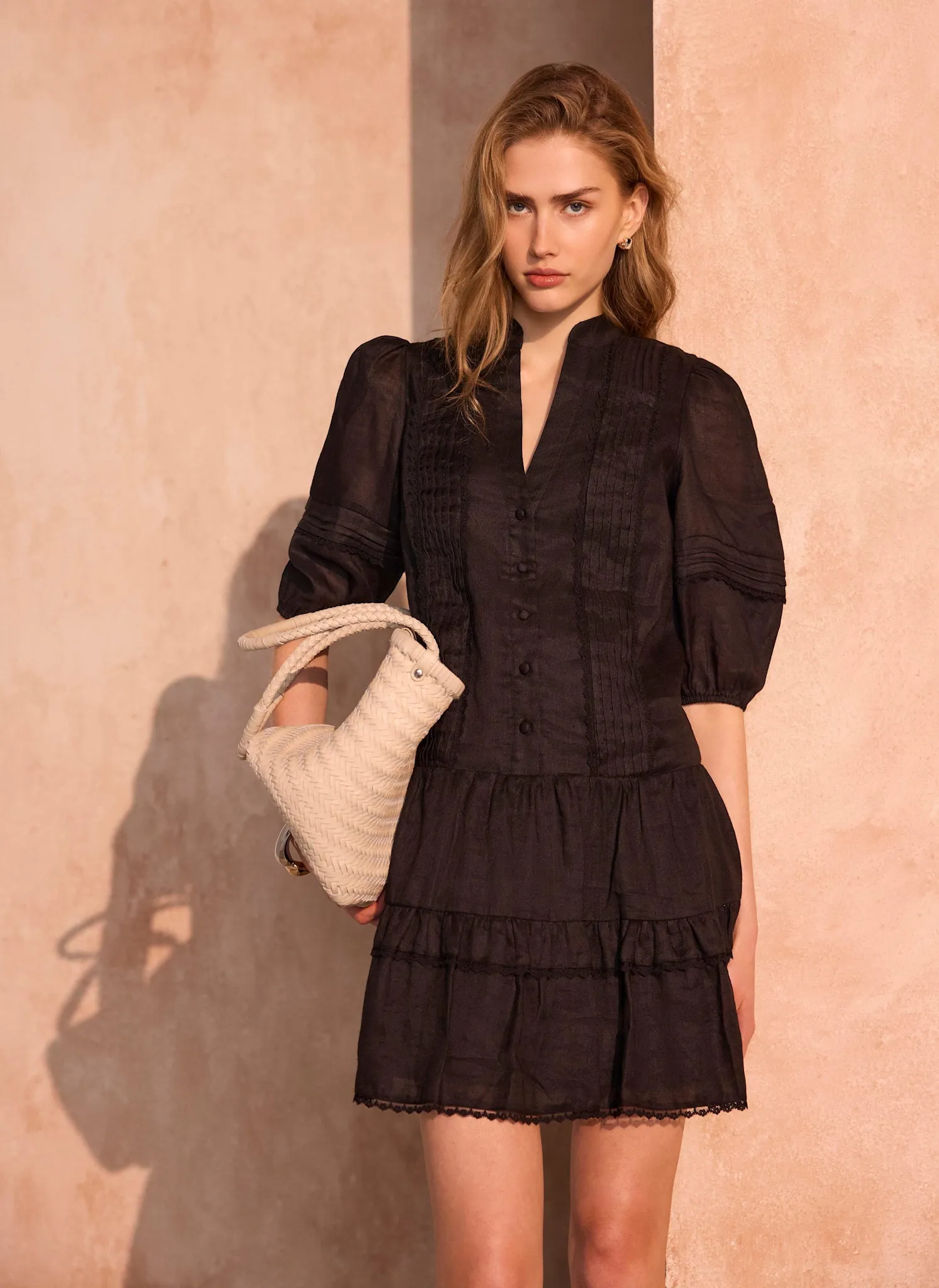 Black Ramie Mini Dress sold by Mint Velvet product image thumbnail 3