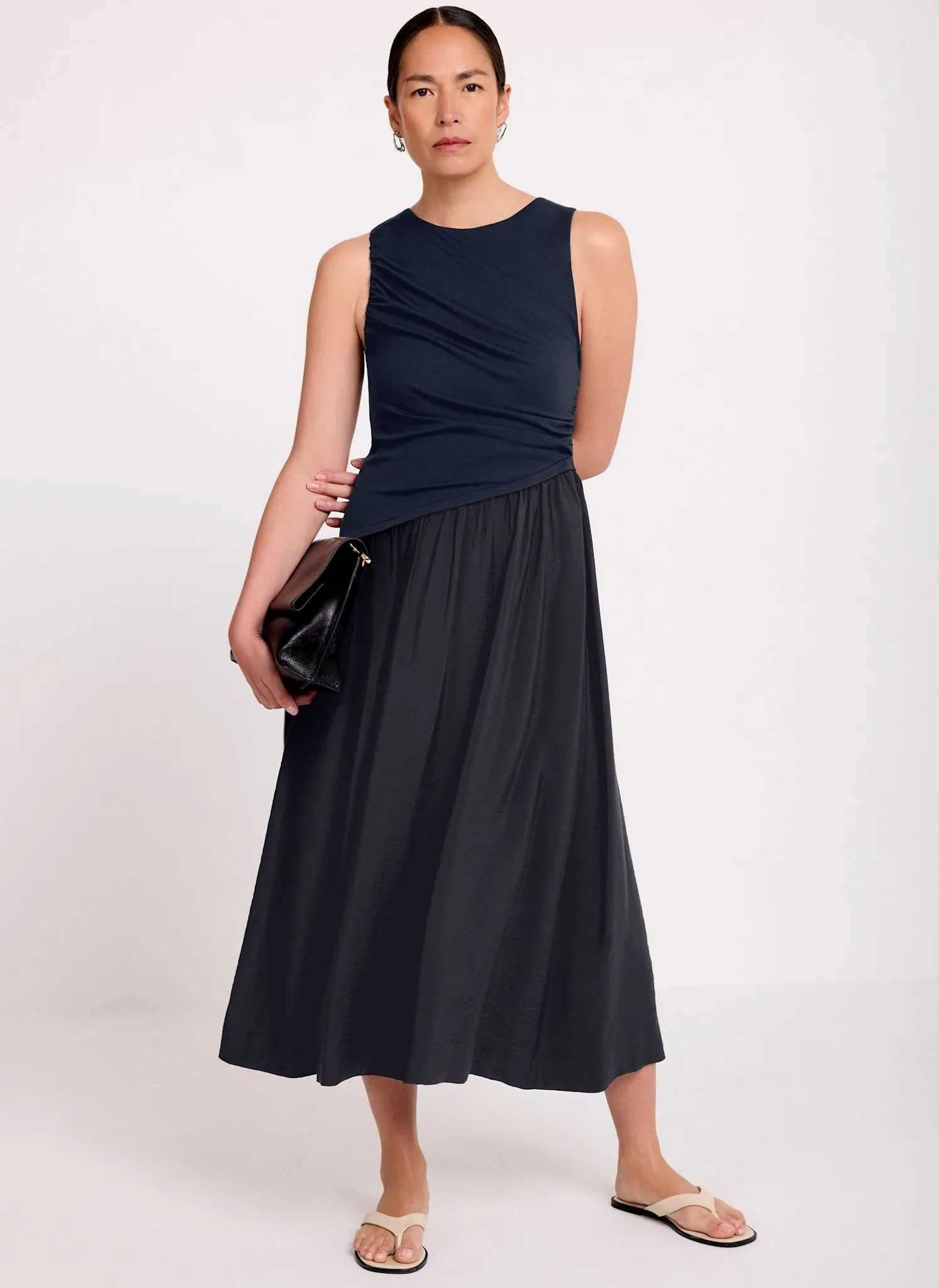 Navy Asymmetric Waist Midi Dress sold by Mint Velvet product image thumbnail 3