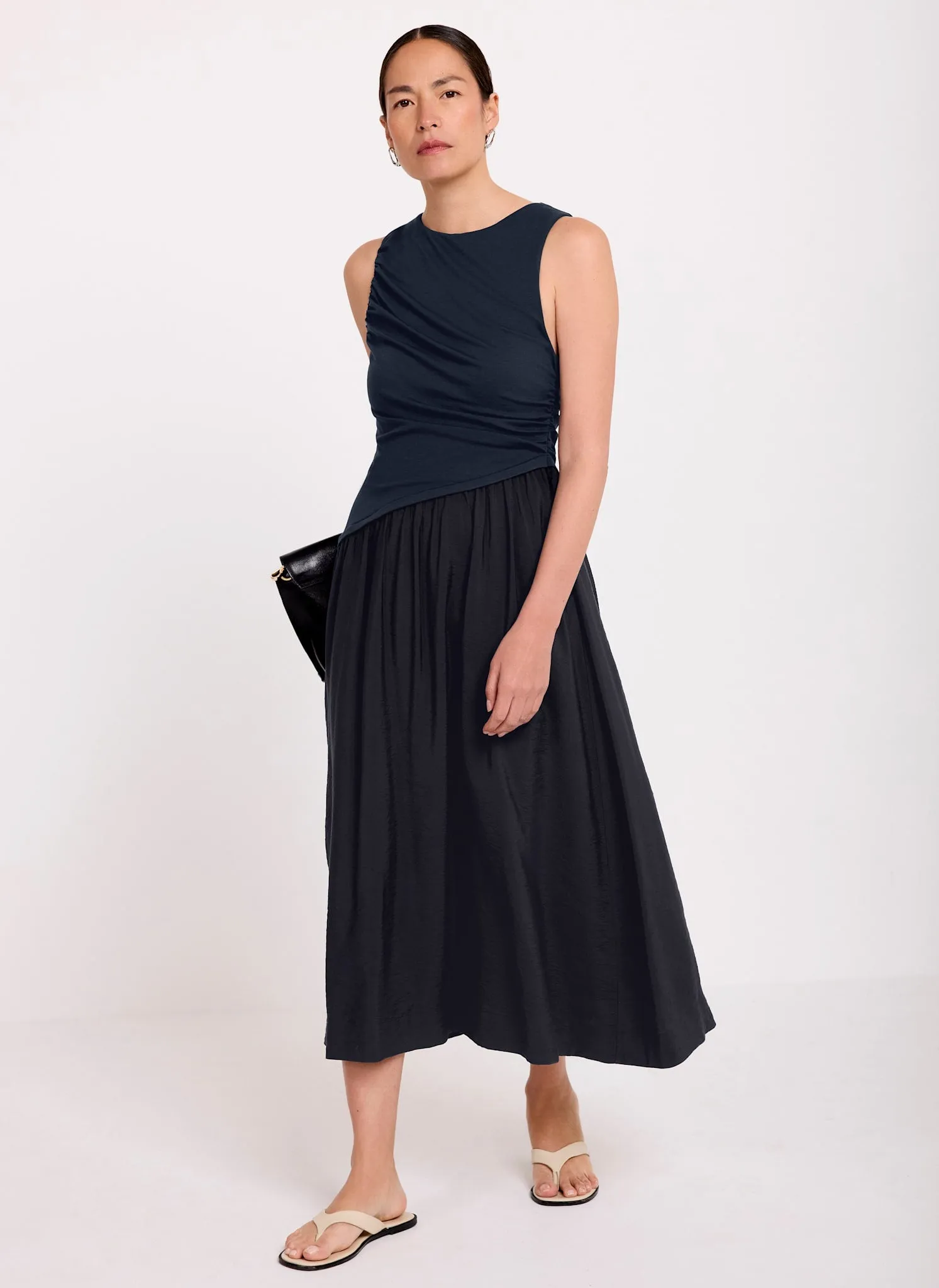 Navy Asymmetric Waist Midi Dress sold by Mint Velvet product image thumbnail 2