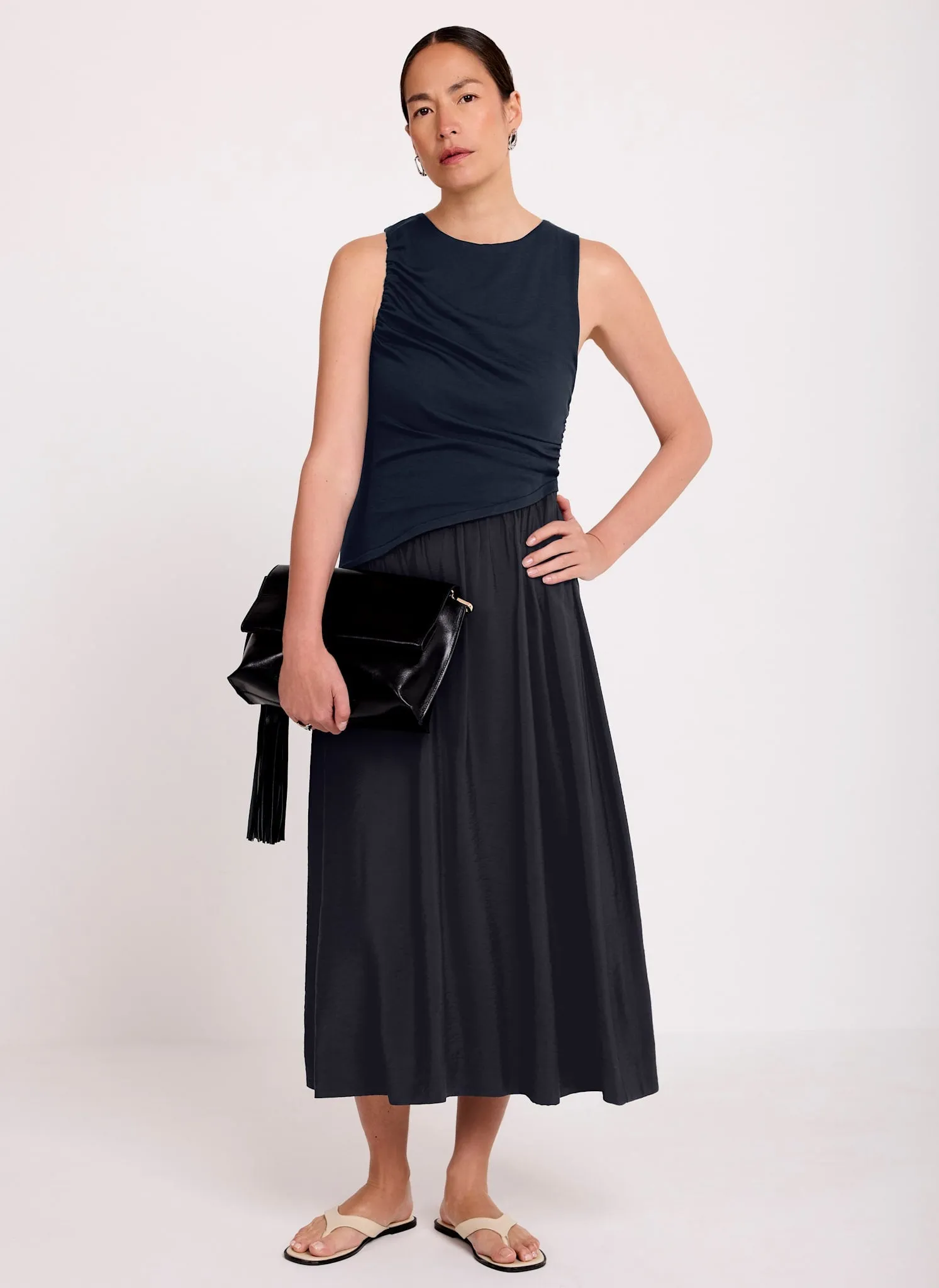 Navy Asymmetric Waist Midi Dress sold by Mint Velvet product image thumbnail 5