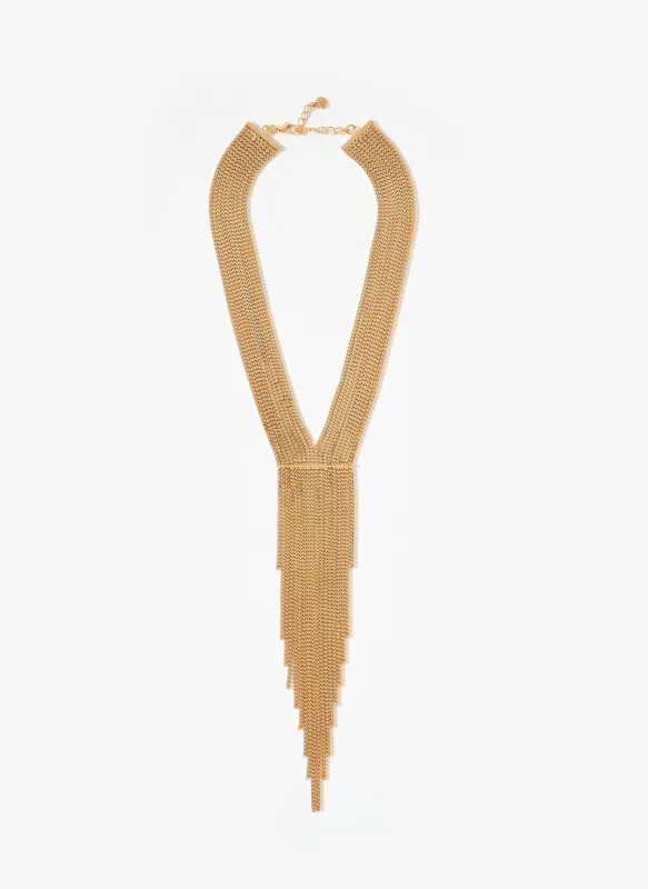 Gold Tone Statement Fringe Drop Necklace made by Mint Velvet