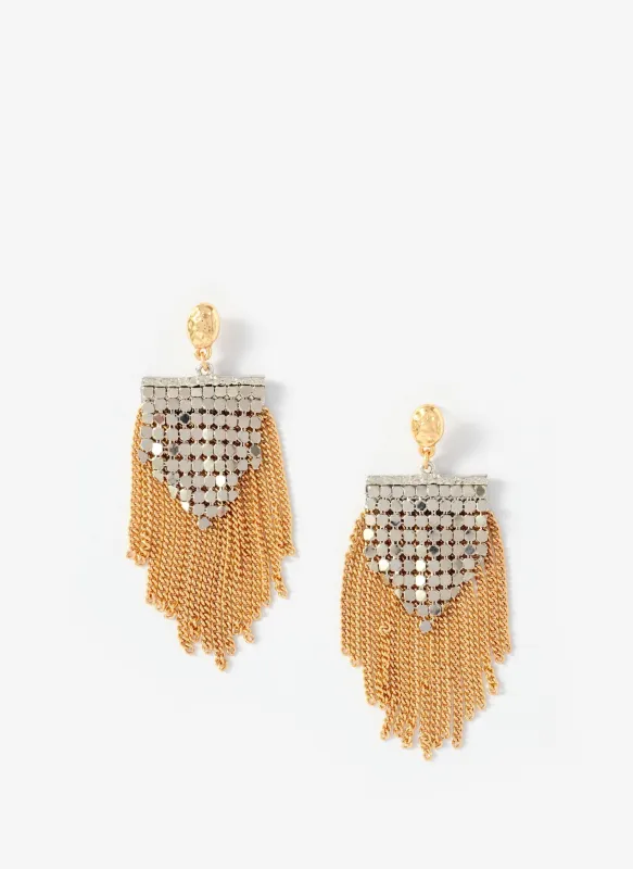 Mixed Metal Fringed Statement Earrings made by Mint Velvet