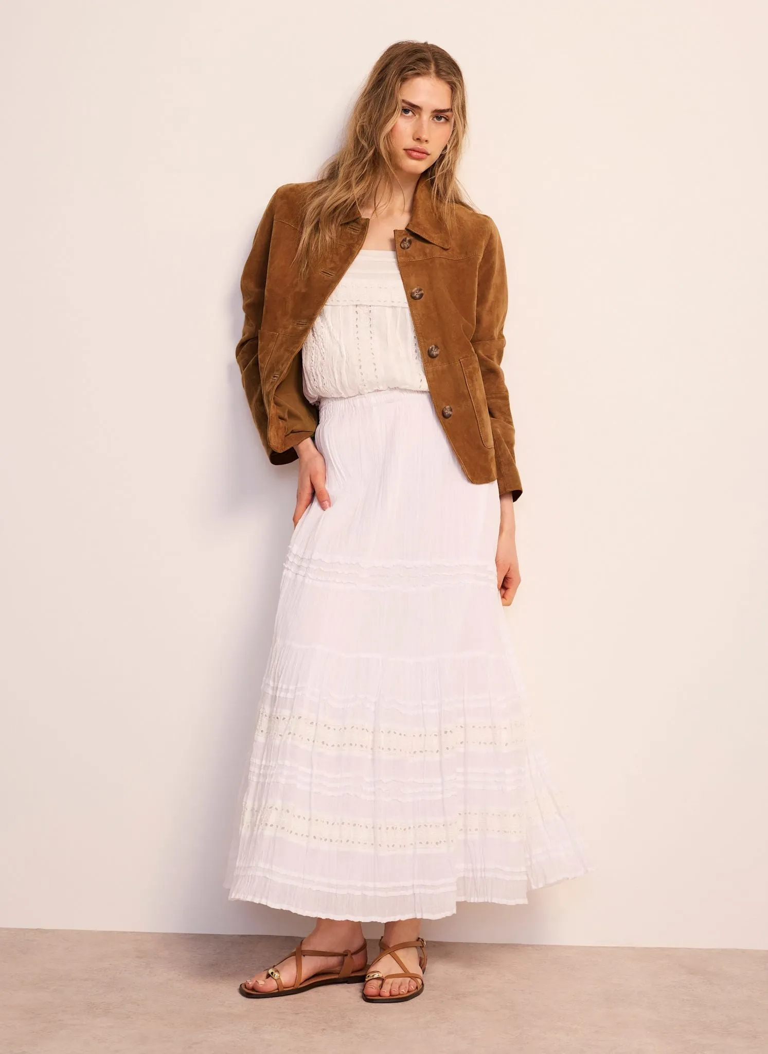 White Cotton Maxi Skirt sold by Mint Velvet
