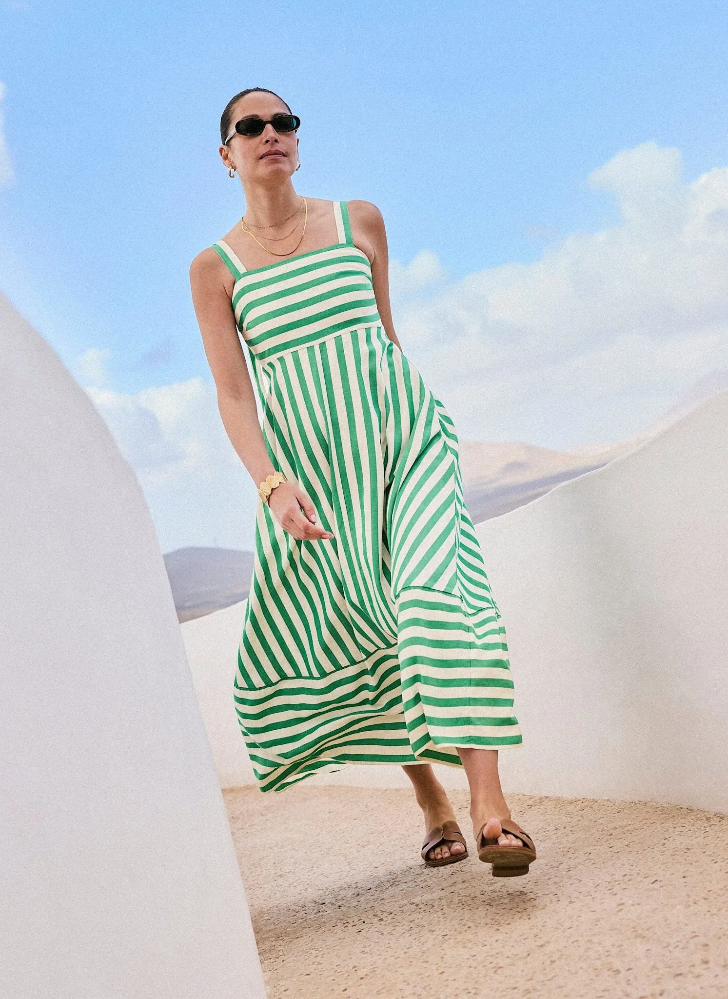 Green Striped Midi Dress sold by Mint Velvet product image thumbnail 3