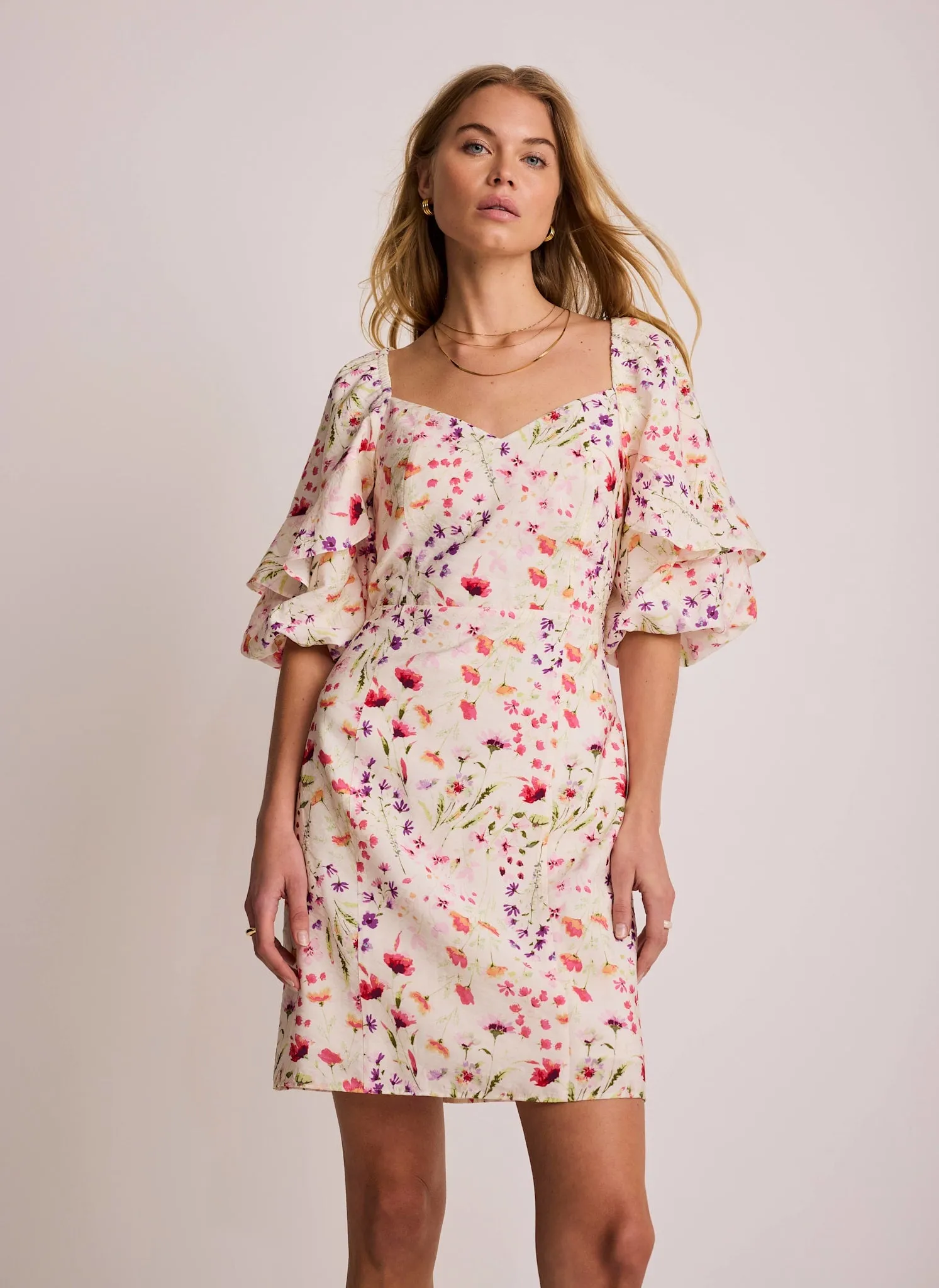 Pink Floral Print Puff Sleeve Mini Dress sold by Mint Velvet