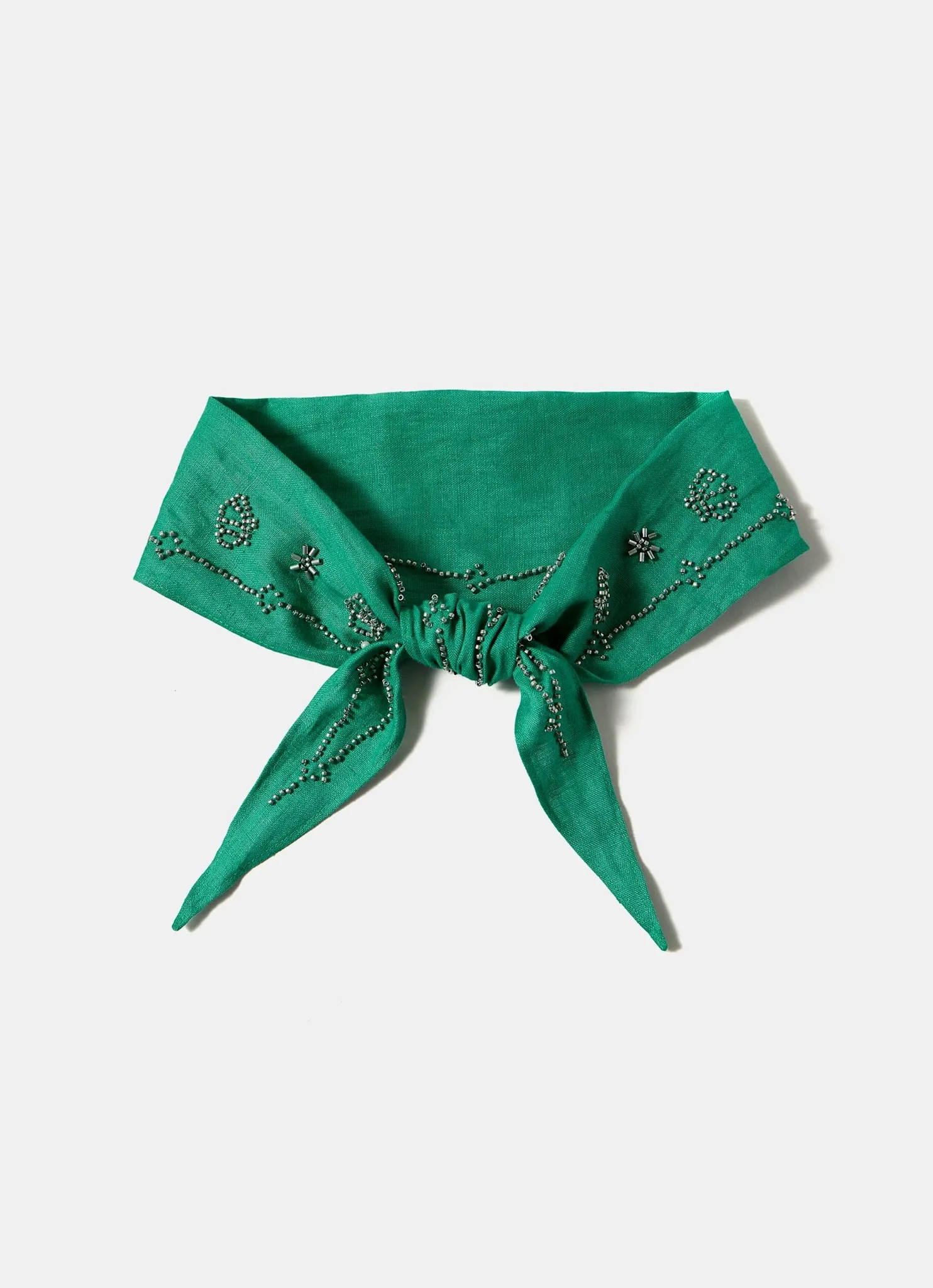Green Linen Embellished Neck Scarf sold by Mint Velvet product image thumbnail 3