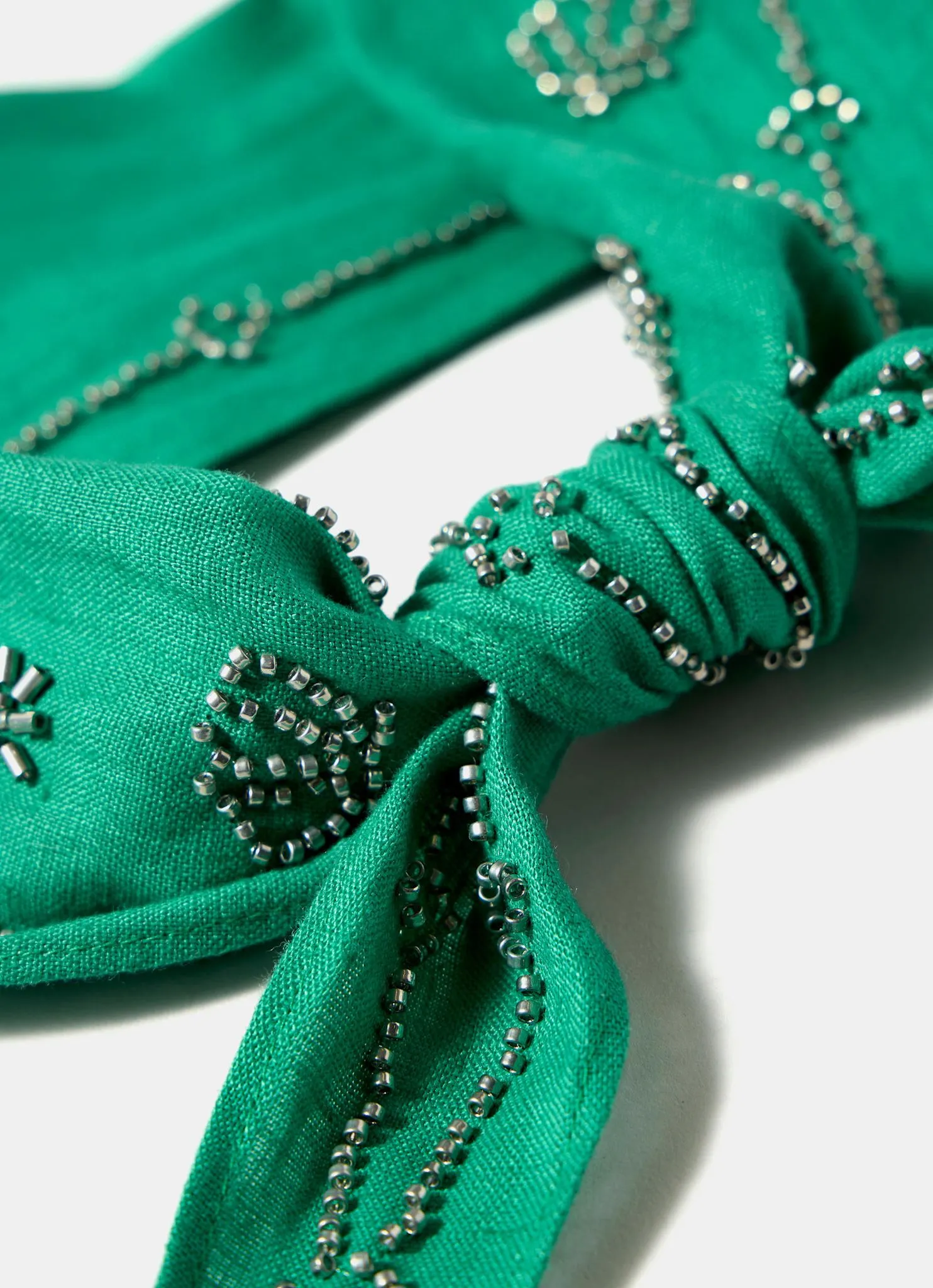 Green Linen Embellished Neck Scarf sold by Mint Velvet product image thumbnail 5